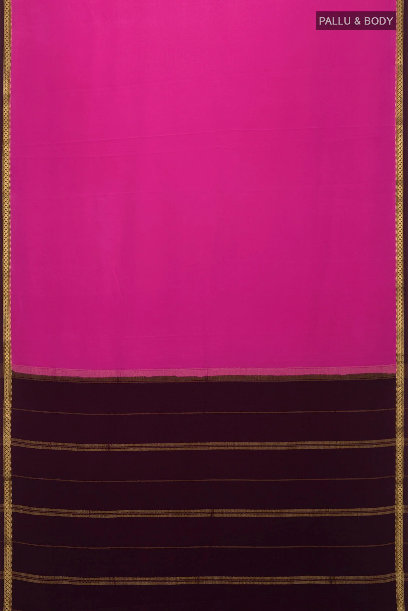 Pure Silk Pure Zari Pink Mysore Crepe Saree - Image 6