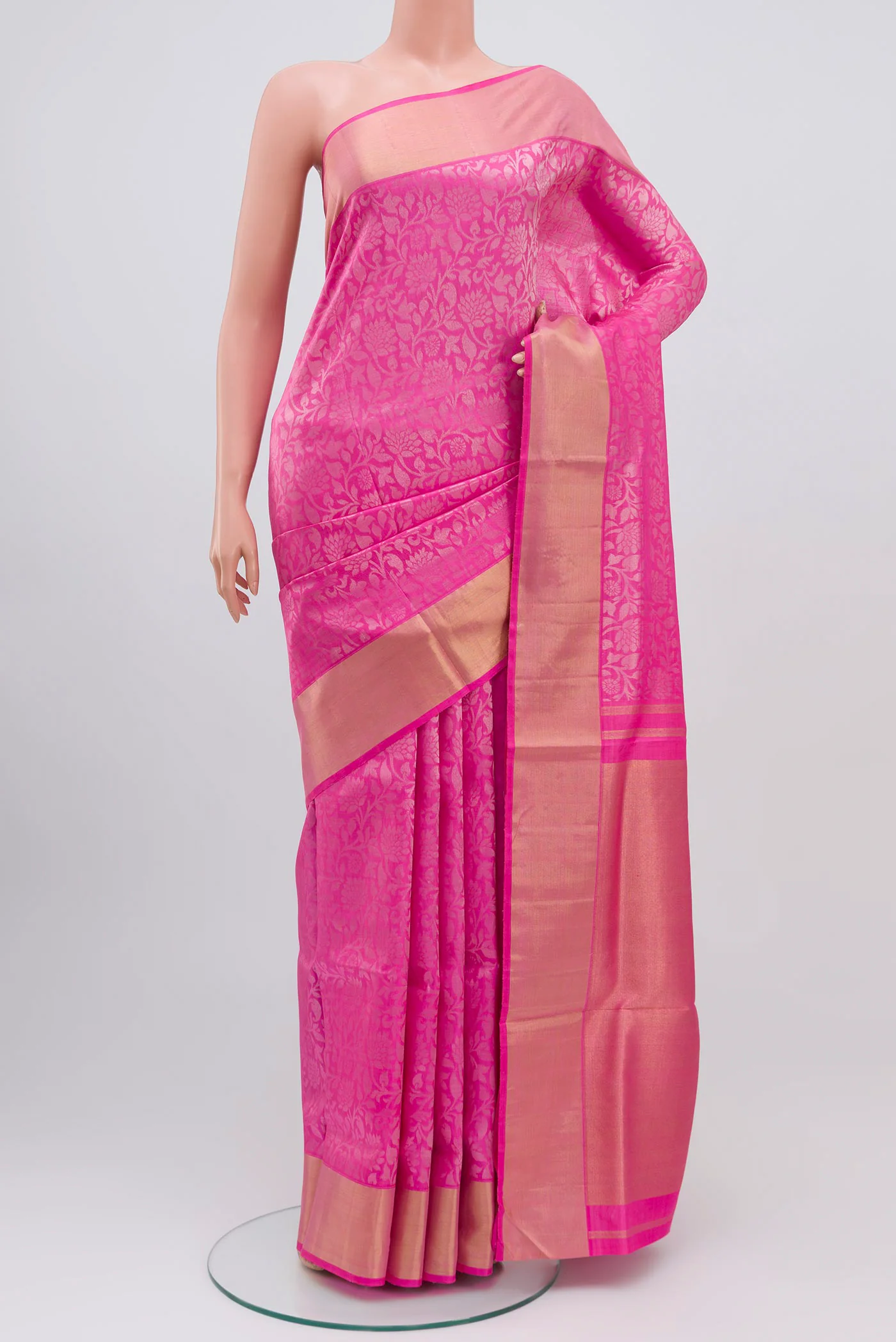 Pure Silk Pure Zari Rose pink Uppada Saree
