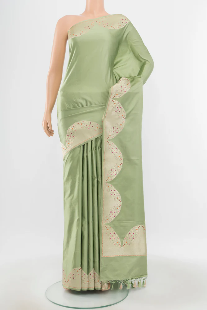 Pista Green Banarasi Silk Saree