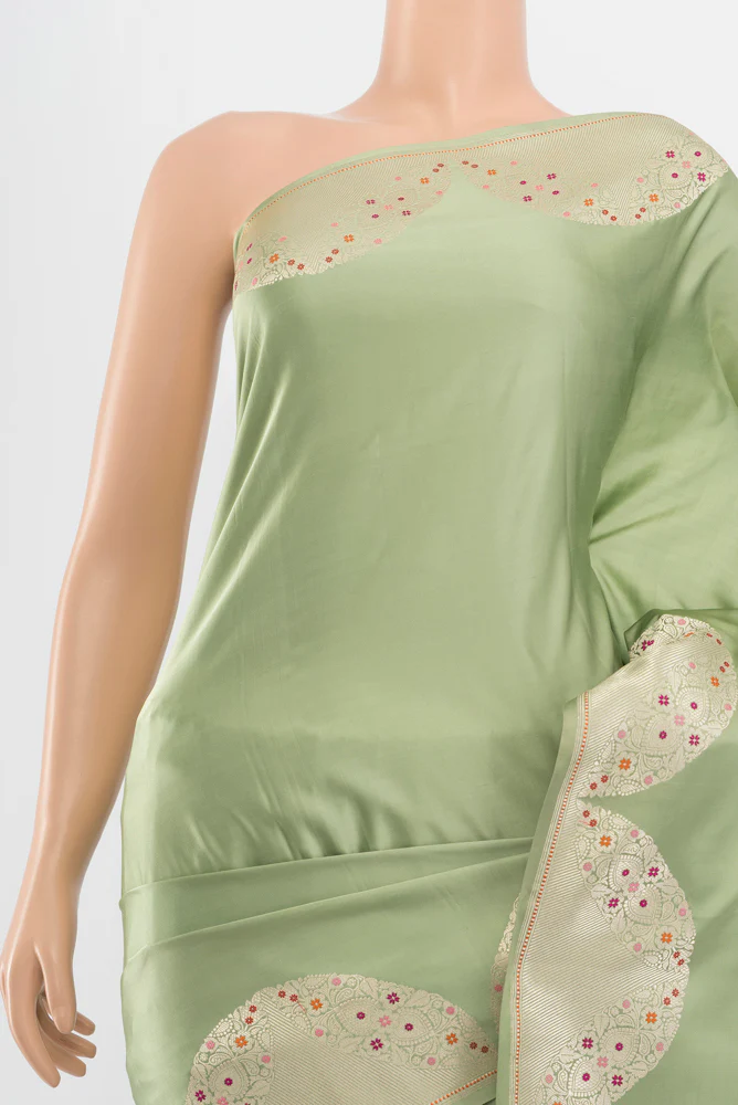 Pista Green Banarasi Silk Saree - Image 2