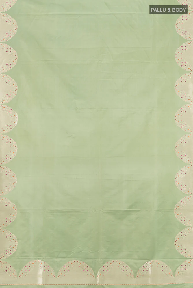 Pista Green Banarasi Silk Saree - Image 5