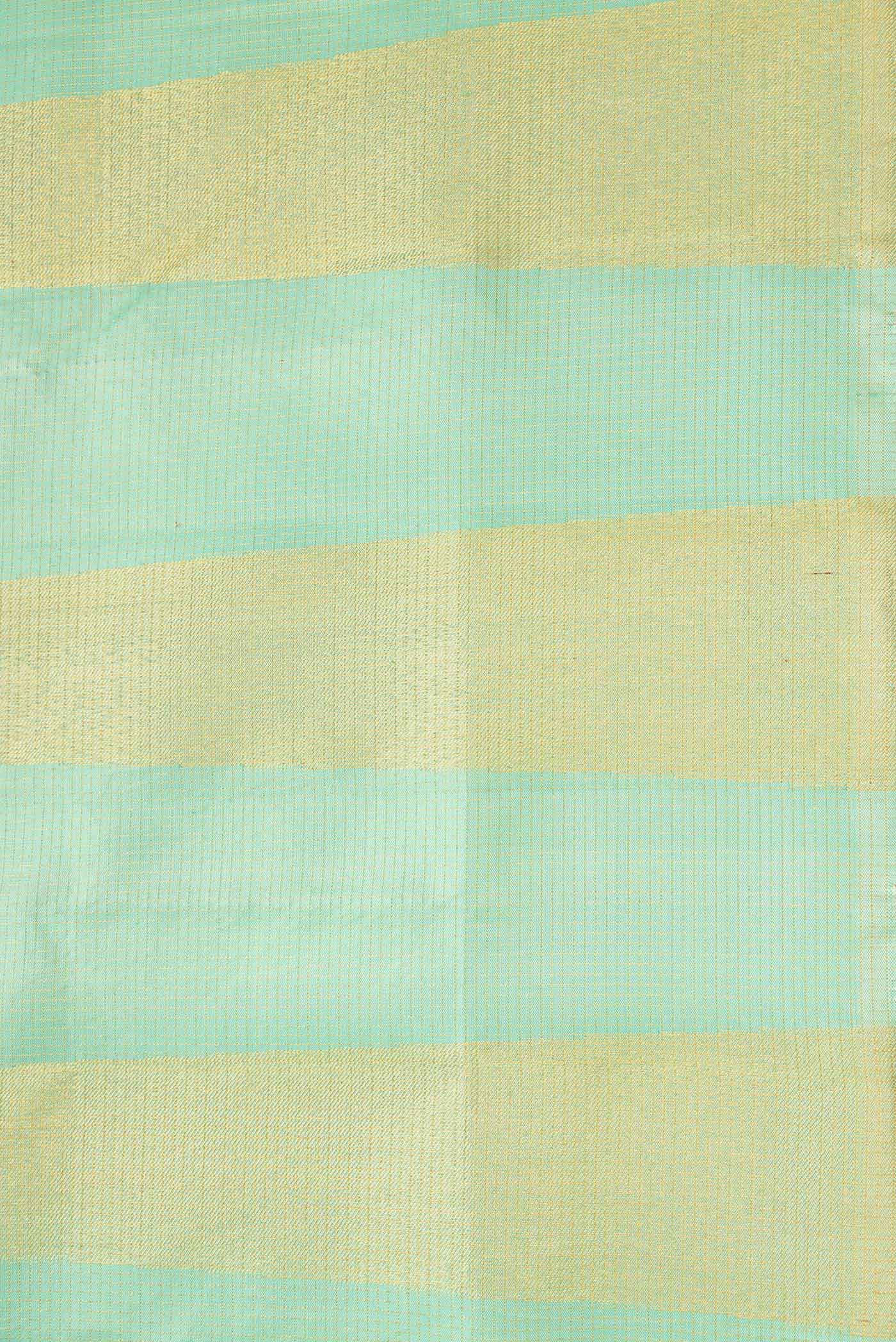Pure Silk Pure Zari Pista Green Dual Tone Kanjivaram Saree - Image 3
