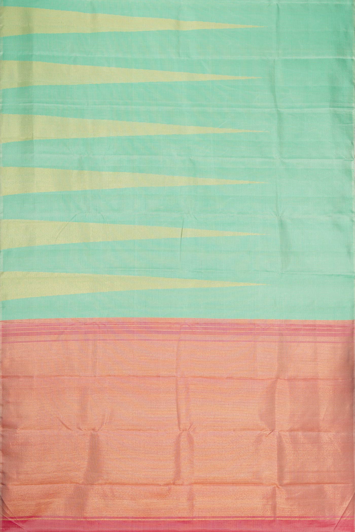 Pure Silk Pure Zari Pista Green Dual Tone Kanjivaram Saree - Image 6