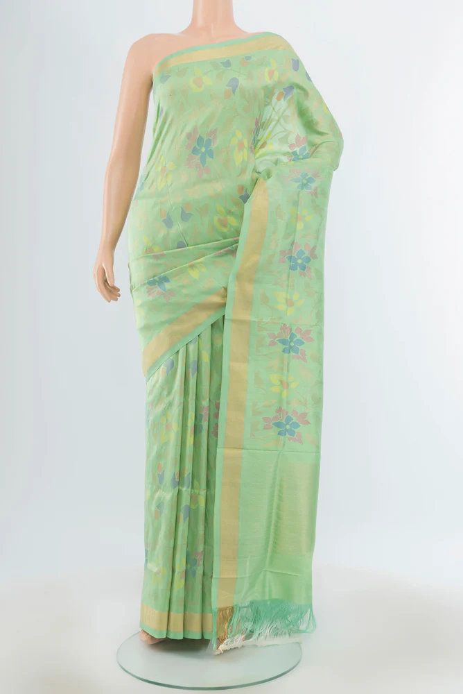 Pure Silk Pure Zari Mint Green Uppada Saree