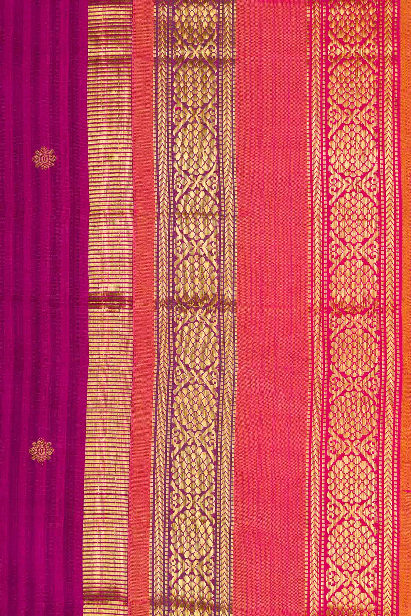 Pure Silk Pure Zari Purple Dual Tone Kanjivaram Saree - Image 3