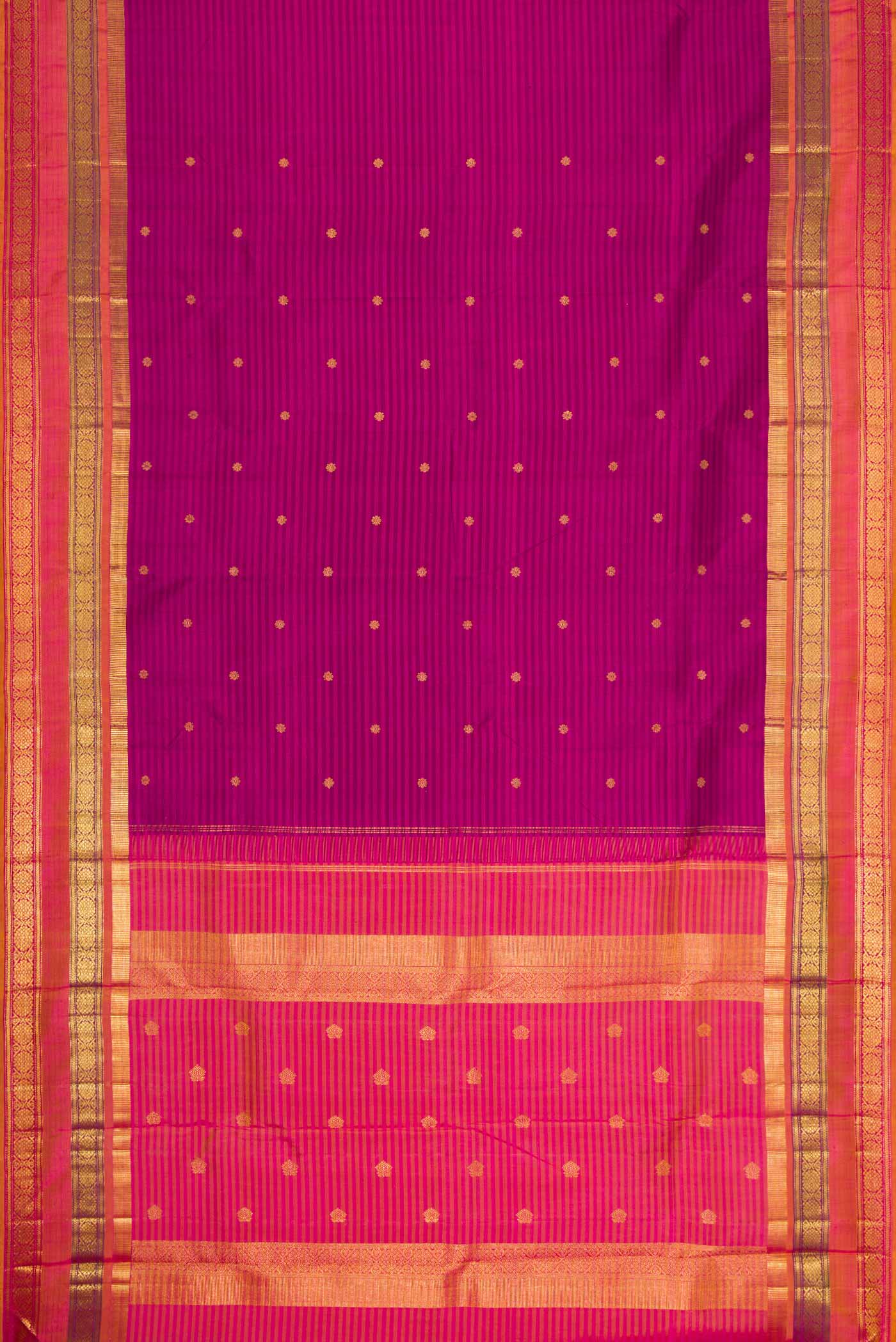 Pure Silk Pure Zari Purple Dual Tone Kanjivaram Saree - Image 6