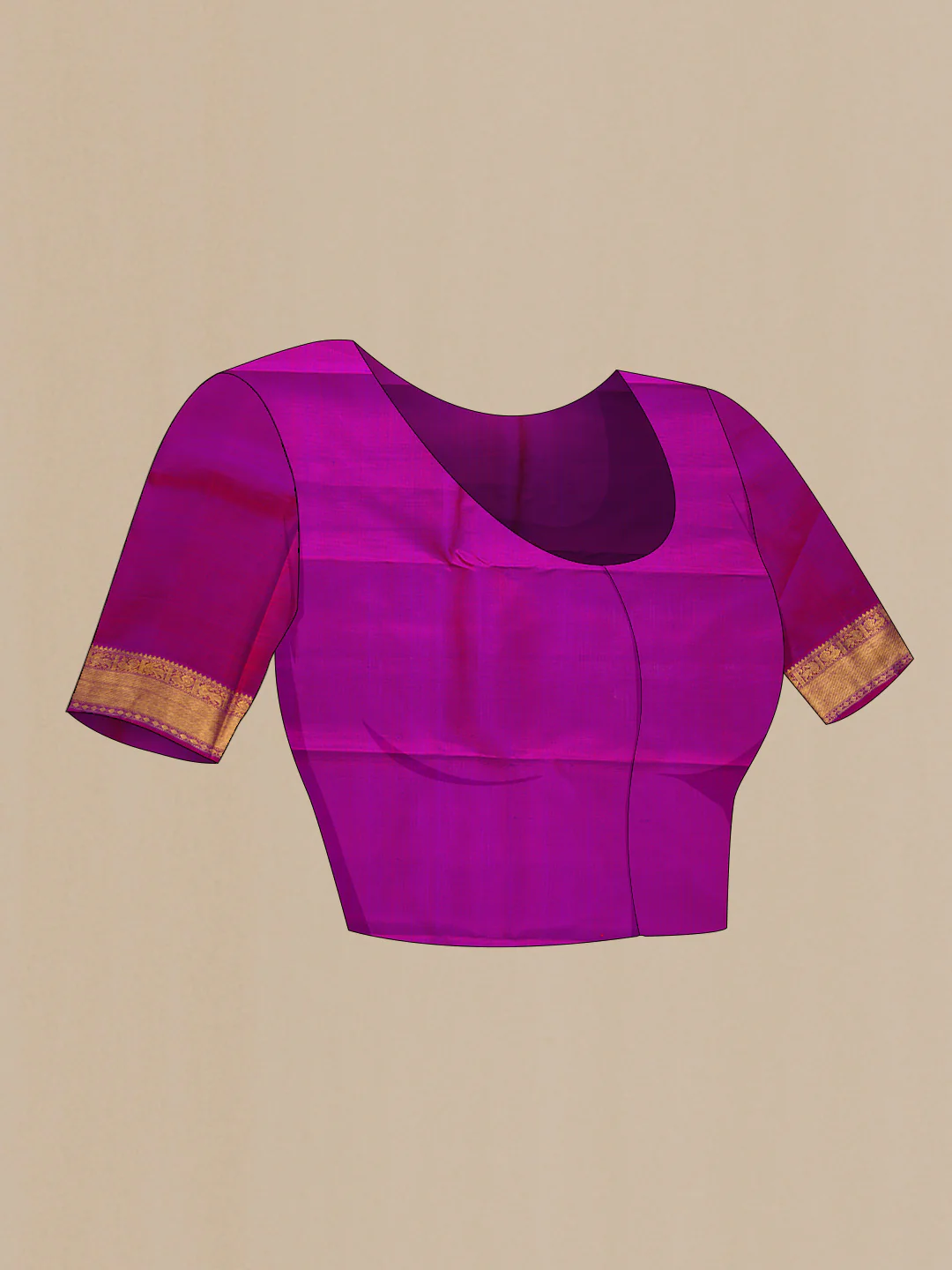 Pure Silk Pure Zari Purple Dual Tone Kanjivaram Saree - Image 5