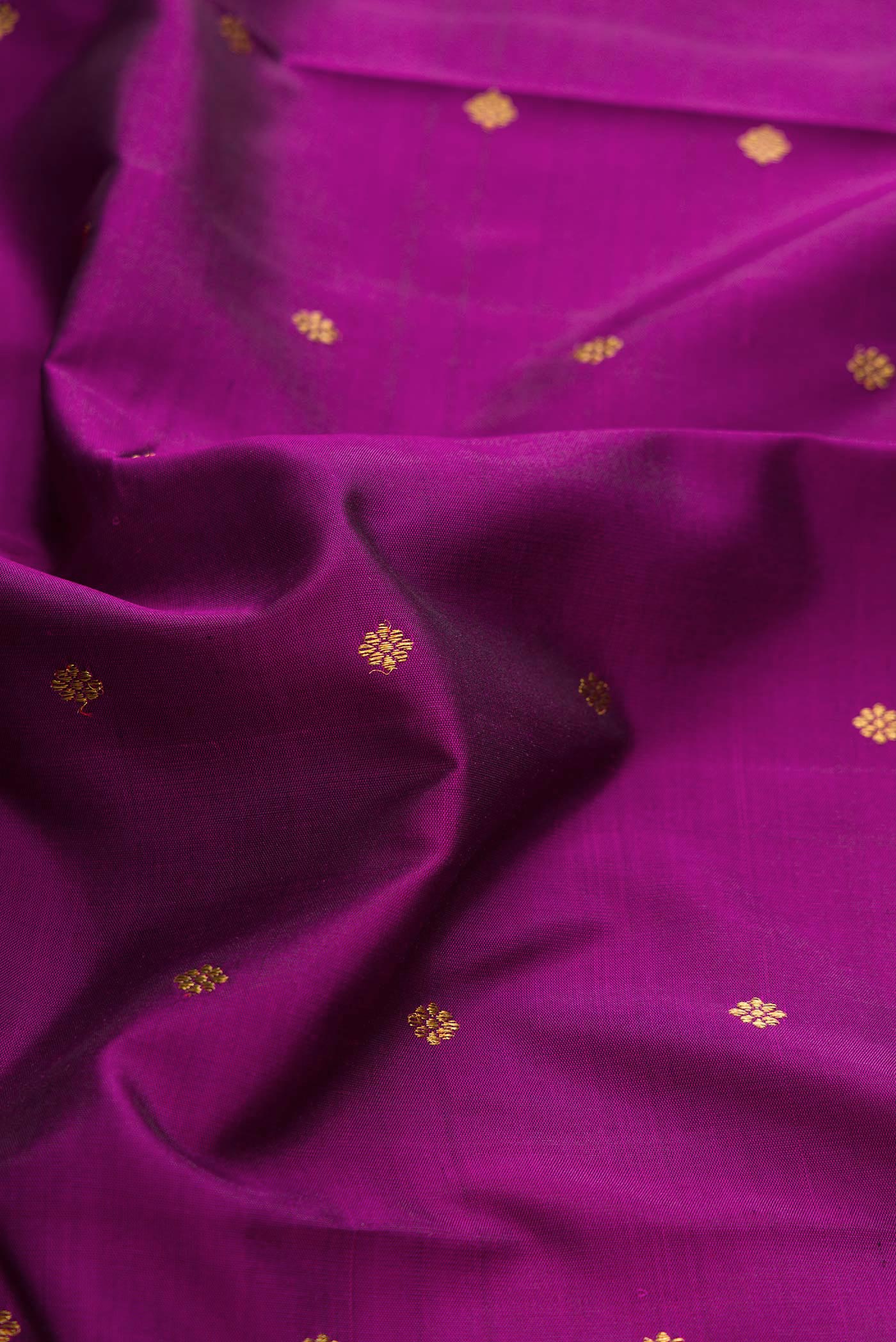 Pure Silk Pure Zari Purple Dual Tone Kanjivaram Saree - Image 2