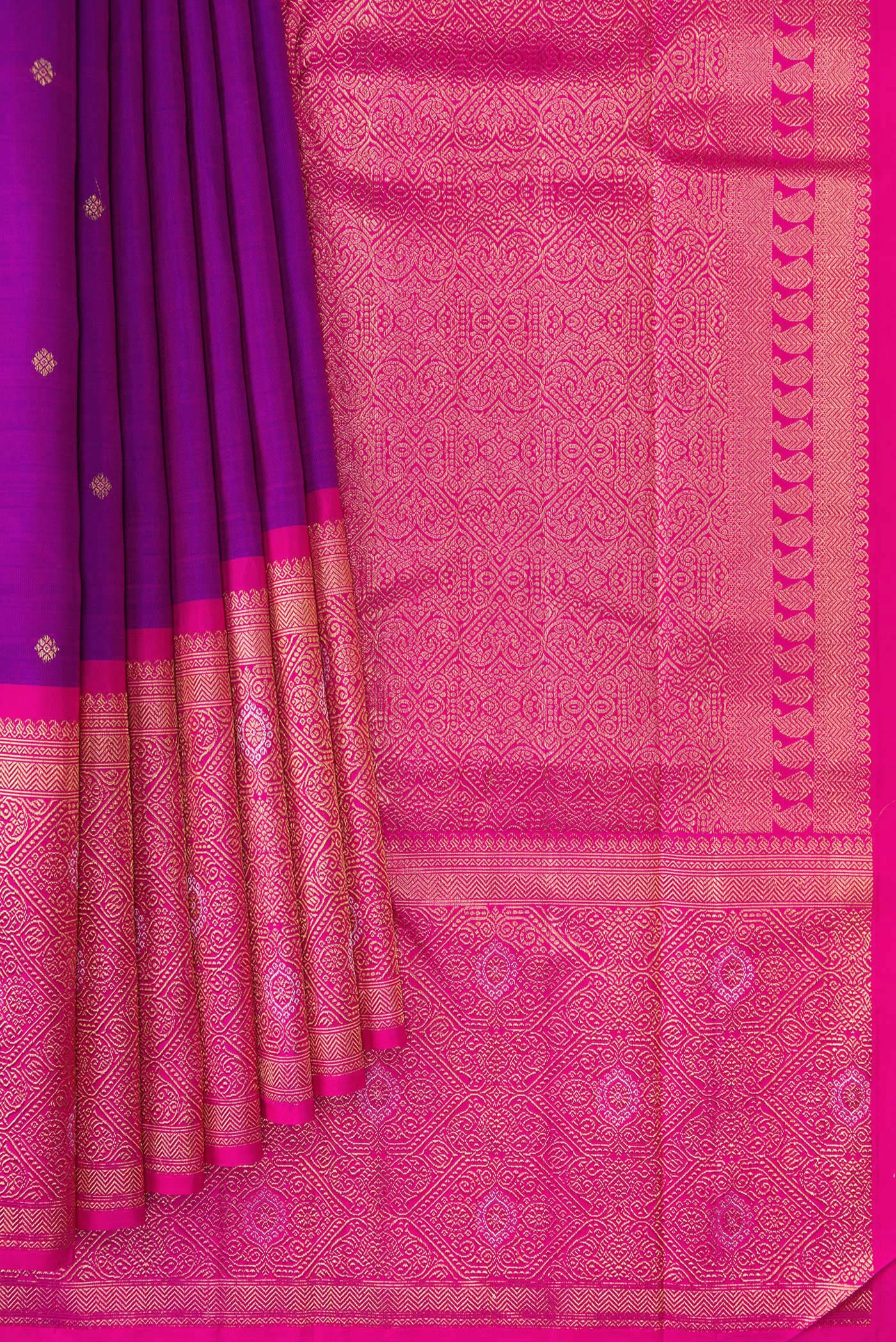 Pure Silk Pure Zari Purple Kanjivaram Saree - Image 4