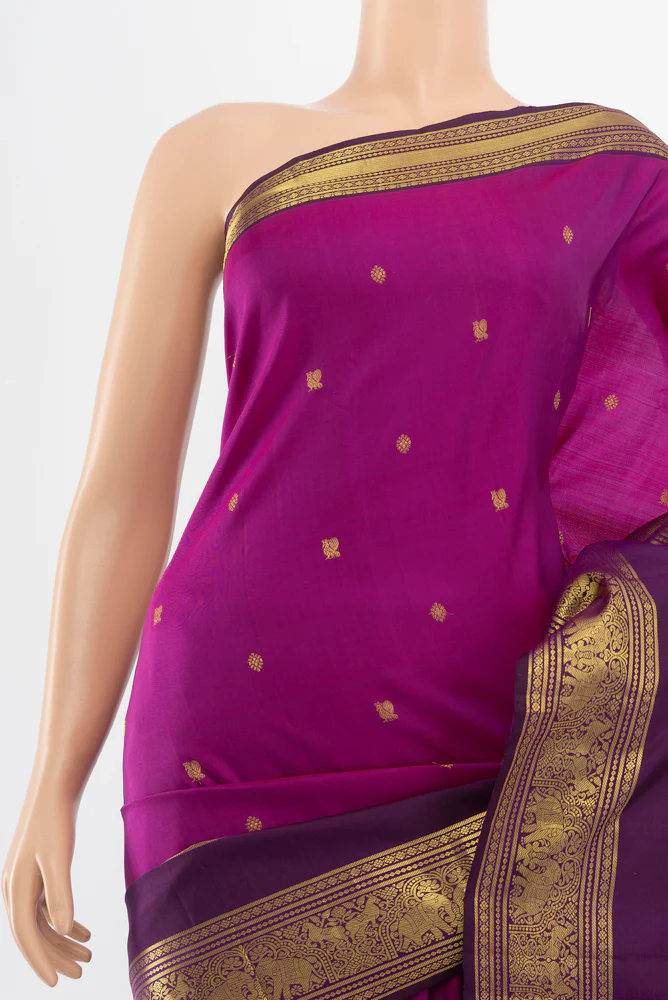 Magenta Kanchipuram Silk Saree - Image 2
