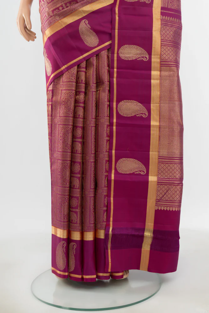 Purple Kanchipuram Silk Saree - Image 3