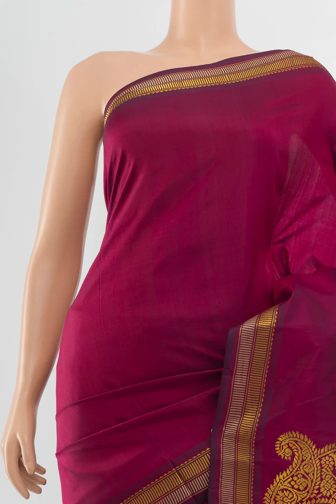 Magenta Kanchipuram Silk Saree - Image 2
