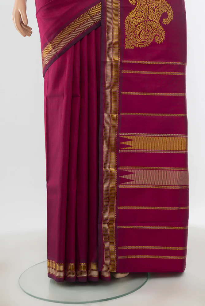 Magenta Kanchipuram Silk Saree - Image 3
