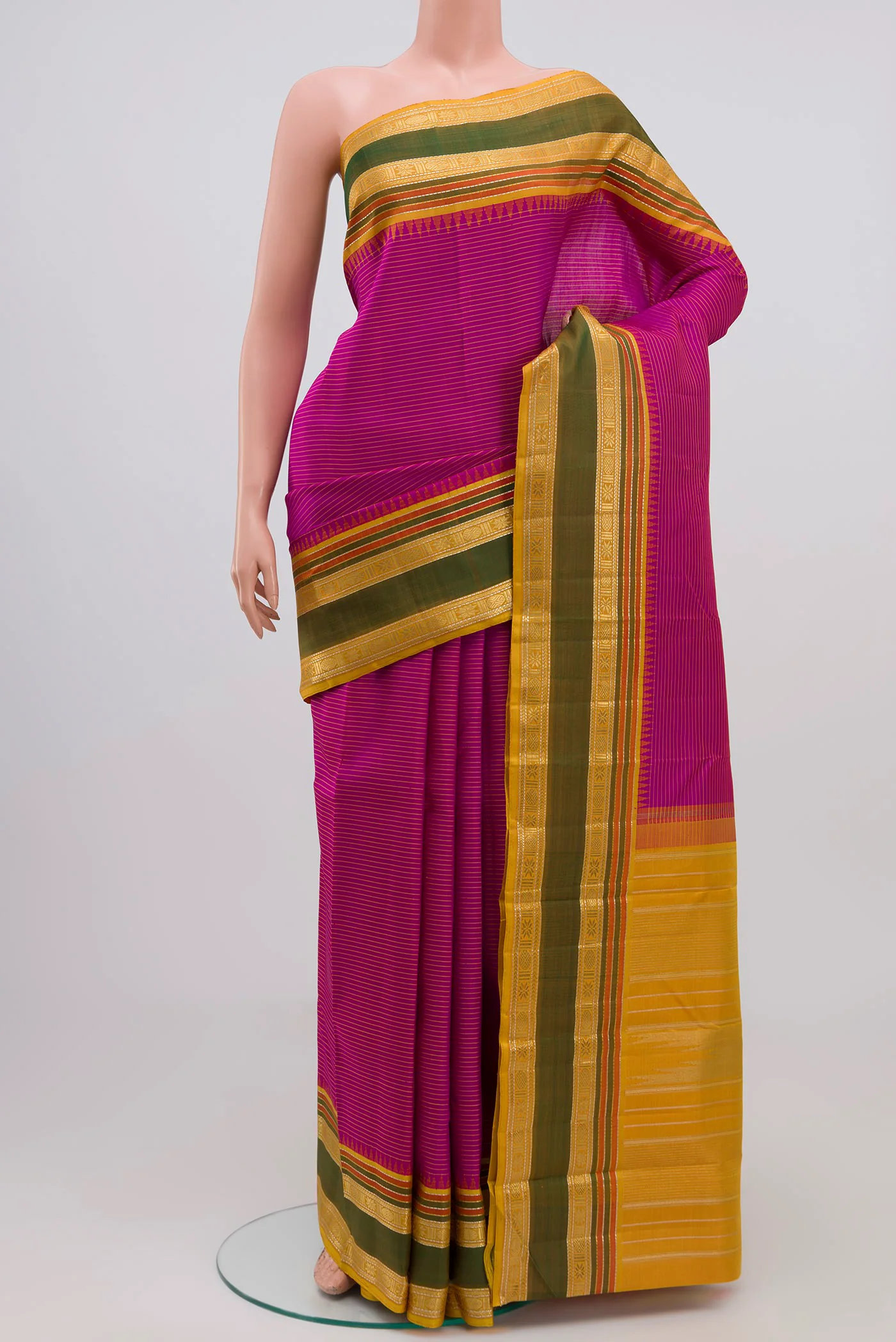 Pure Silk Pure Zari Magenta Kanchipuram Saree