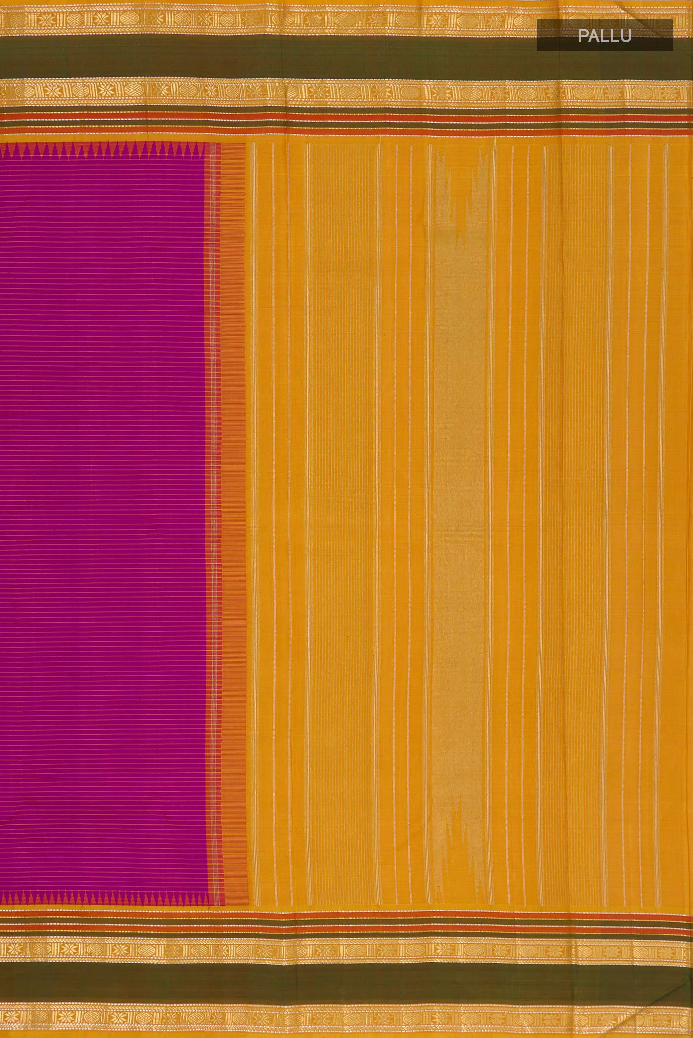 Pure Silk Pure Zari Magenta Kanchipuram Saree - Image 6