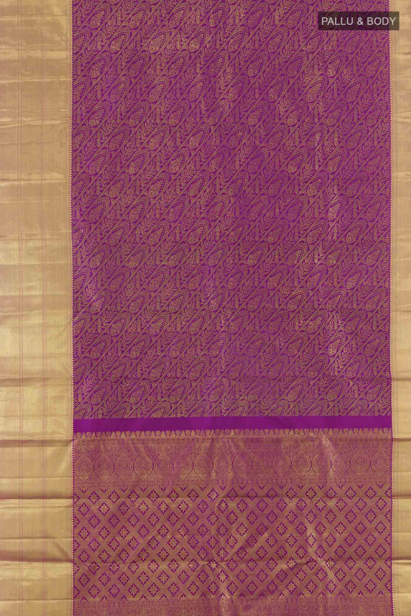 Pure Silk Pure Zari Purple Kanjivaram Saree - Image 6