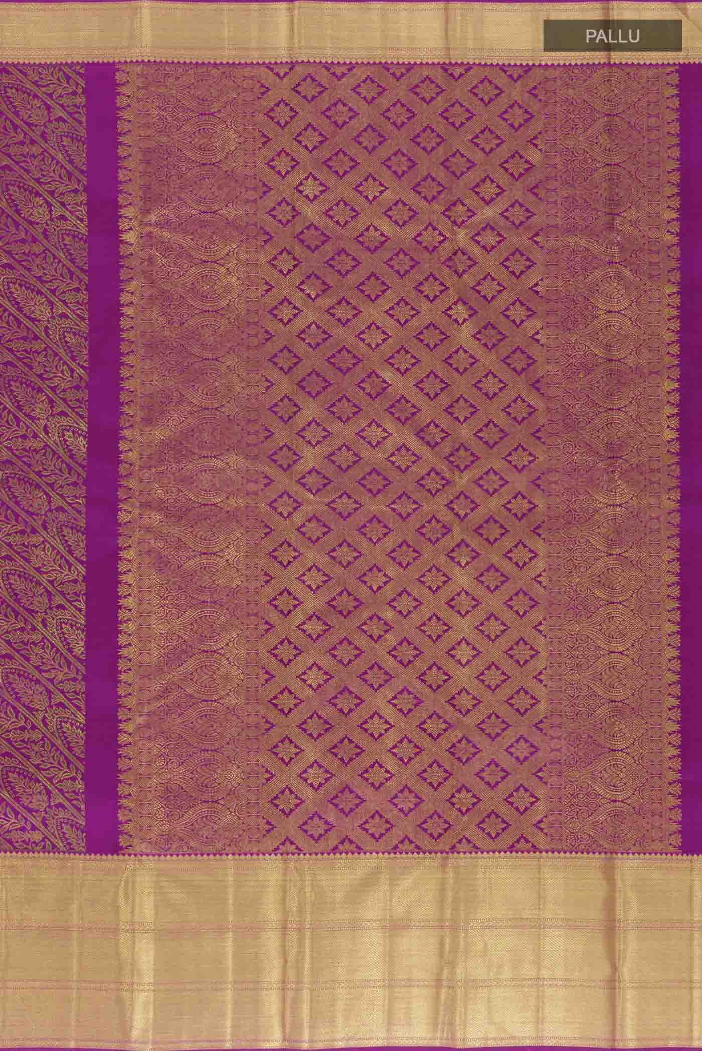 Pure Silk Pure Zari Purple Kanjivaram Saree - Image 7