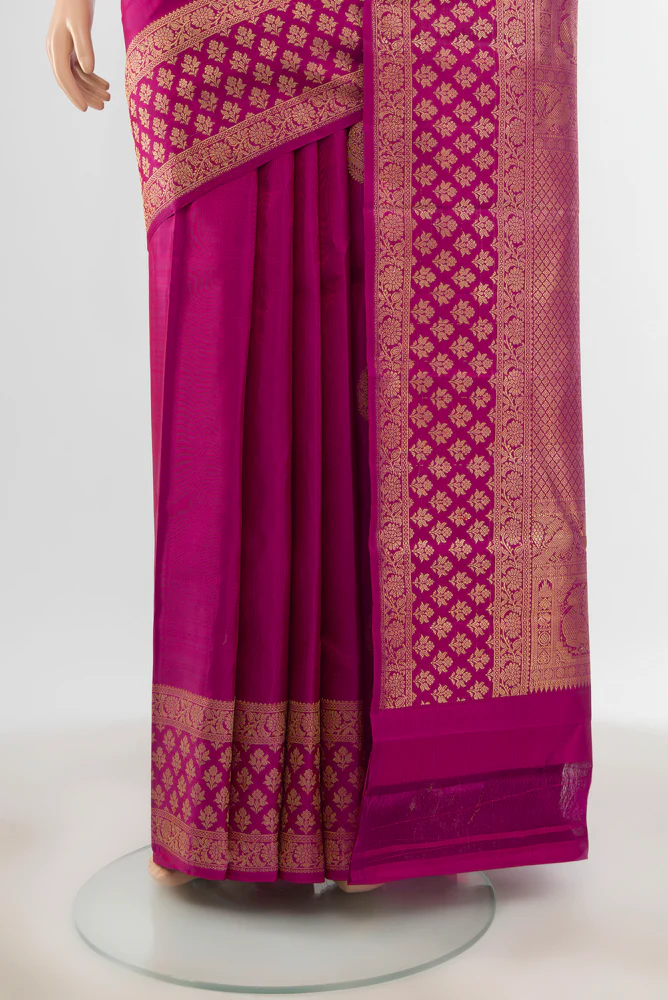 Magenta Kanjivaram Silk Saree - Image 3