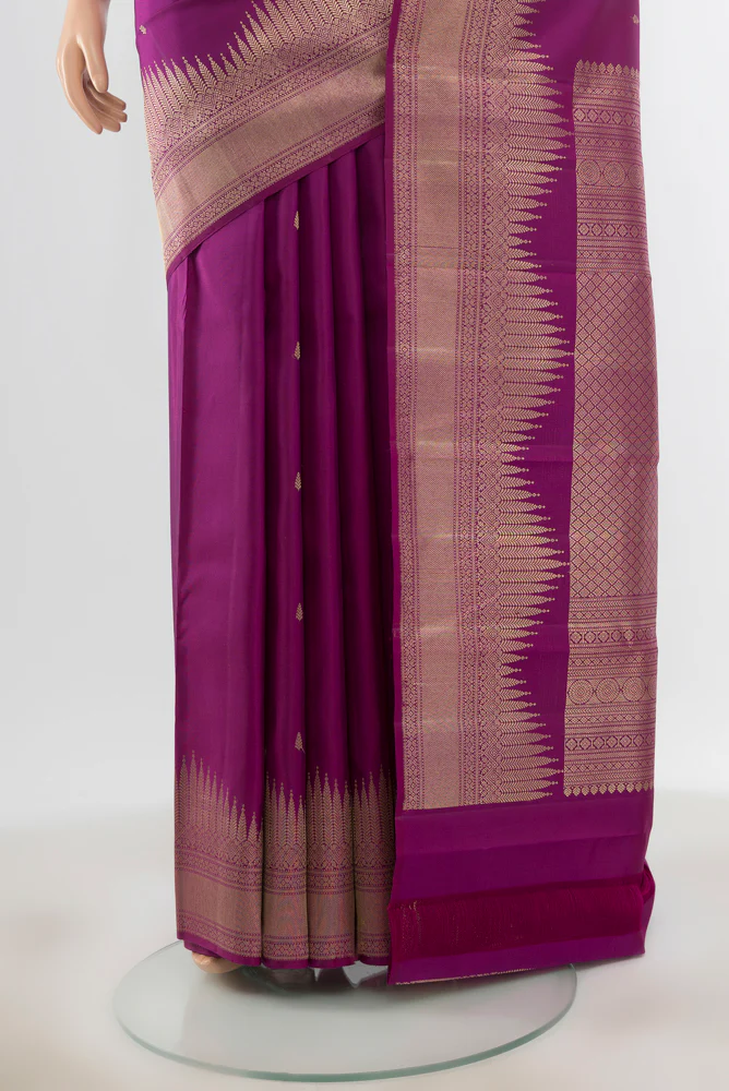 Purple Kanjivaram Silk Saree - Image 3