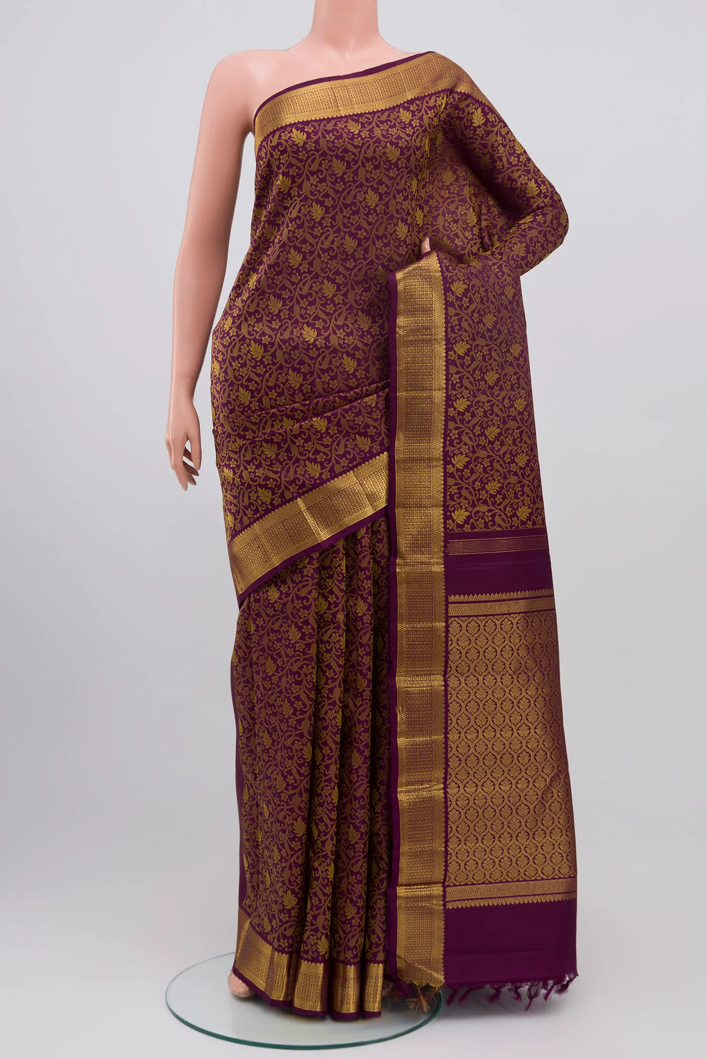 Pure Silk Pure Zari Purple Kanjivaram Saree
