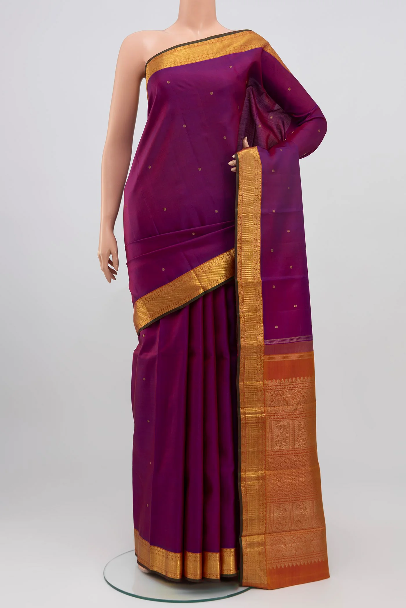 Pure Silk Pure Zari Purple Kanjivaram Saree