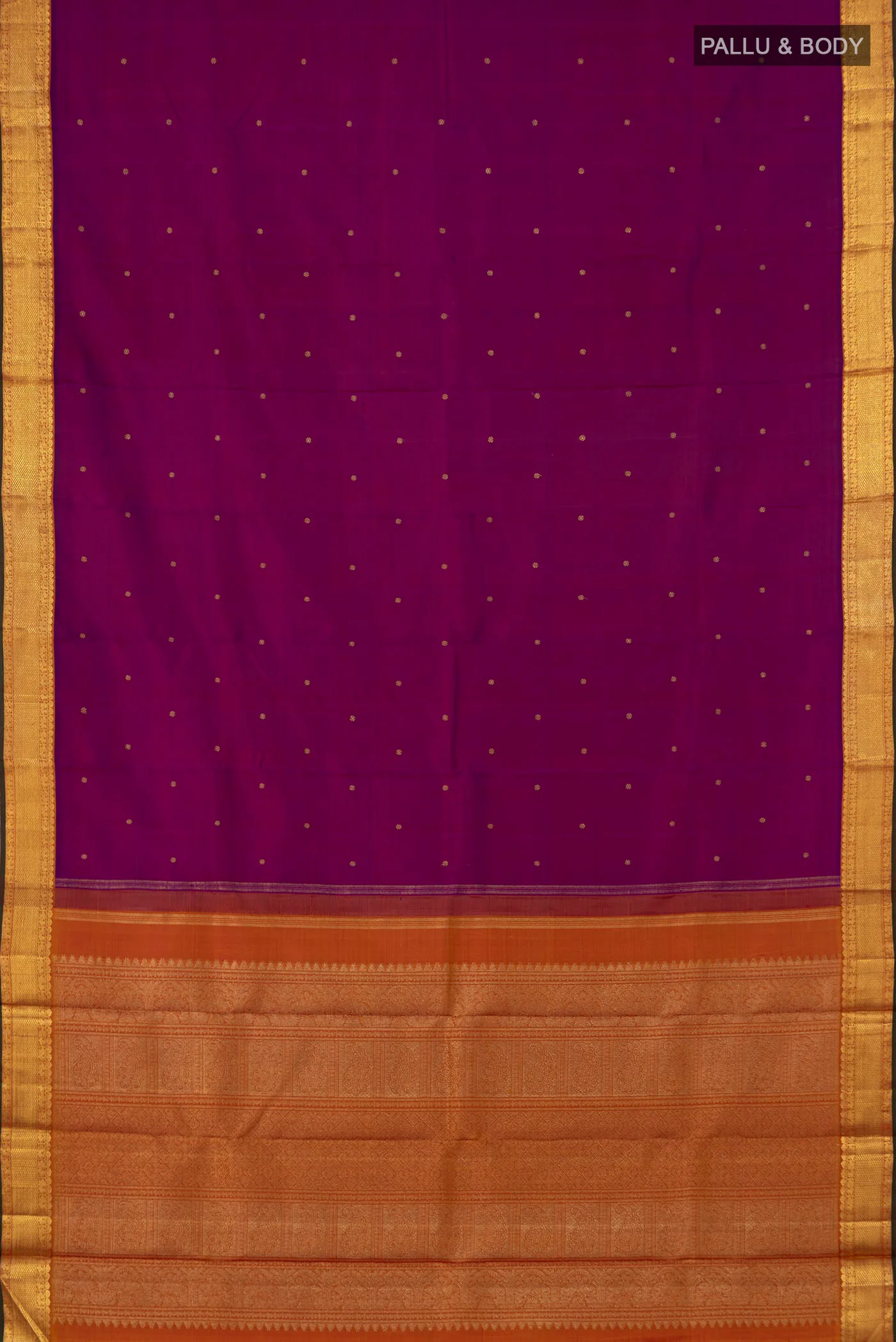 Pure Silk Pure Zari Purple Kanjivaram Saree - Image 5