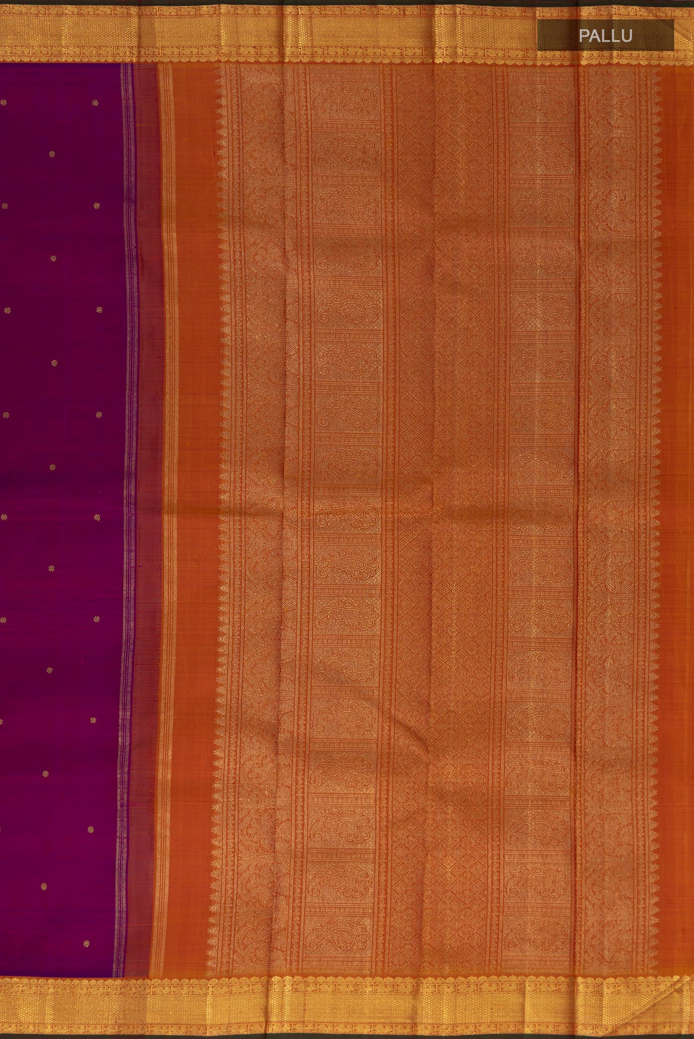 Pure Silk Pure Zari Purple Kanjivaram Saree - Image 6