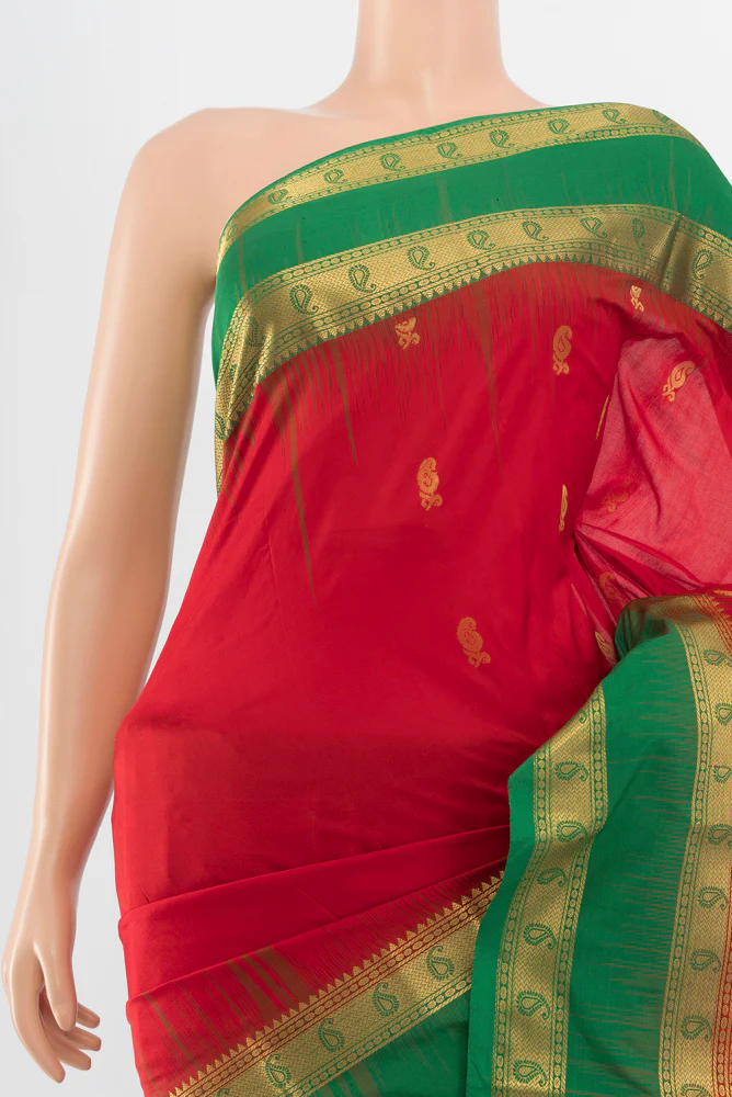 Red Bangalore Silk - kadyal Saree - Image 2