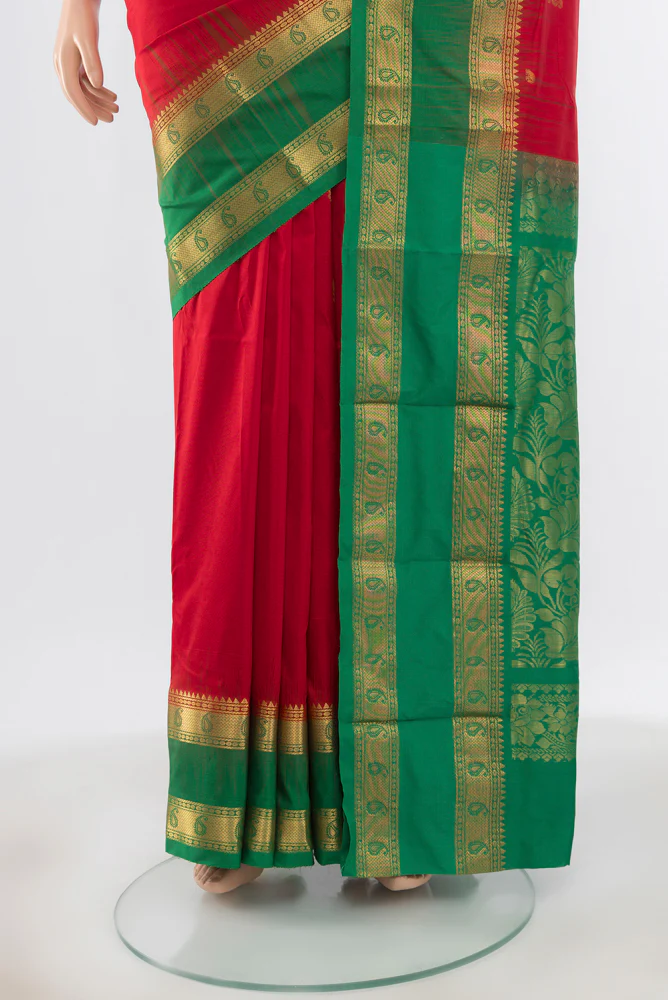 Red Bangalore Silk - kadyal Saree - Image 3