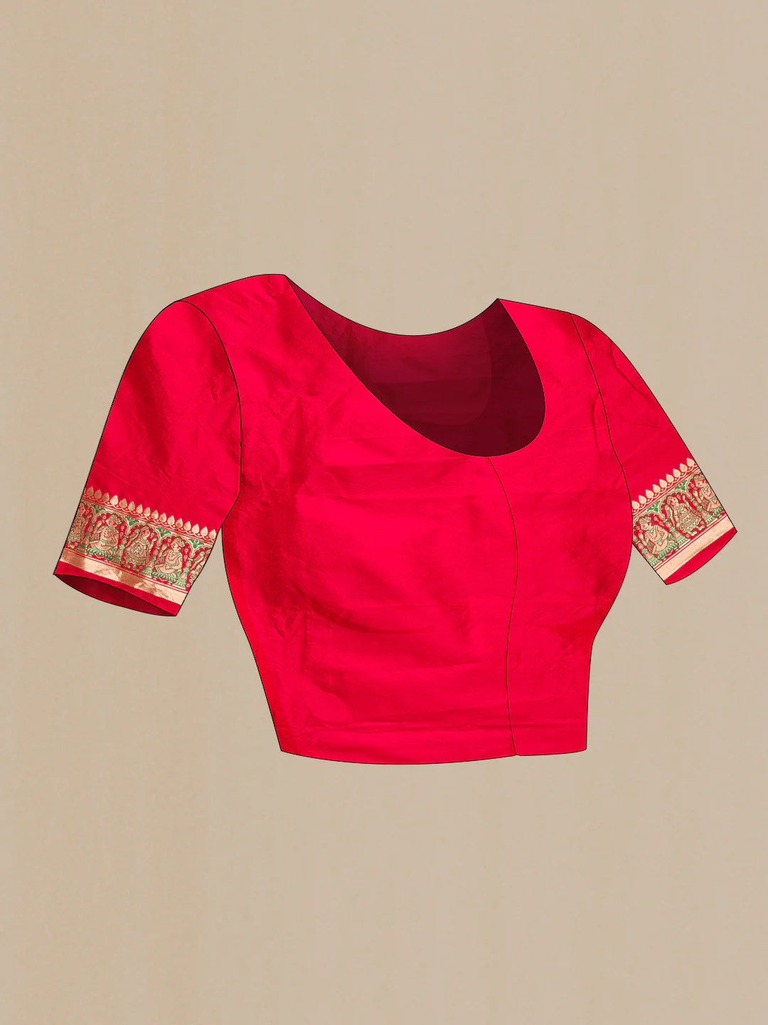 Pure Silk Pure Zari Red Dual Tone Double Ikat Saree - Image 5