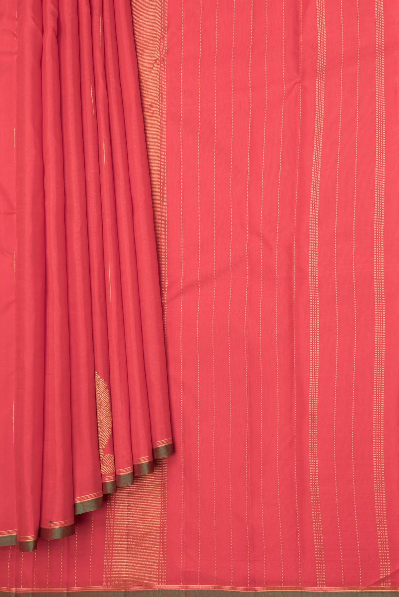 Pure Silk Pure Zari Red Dual Tone Kanchipuram Saree - Image 4