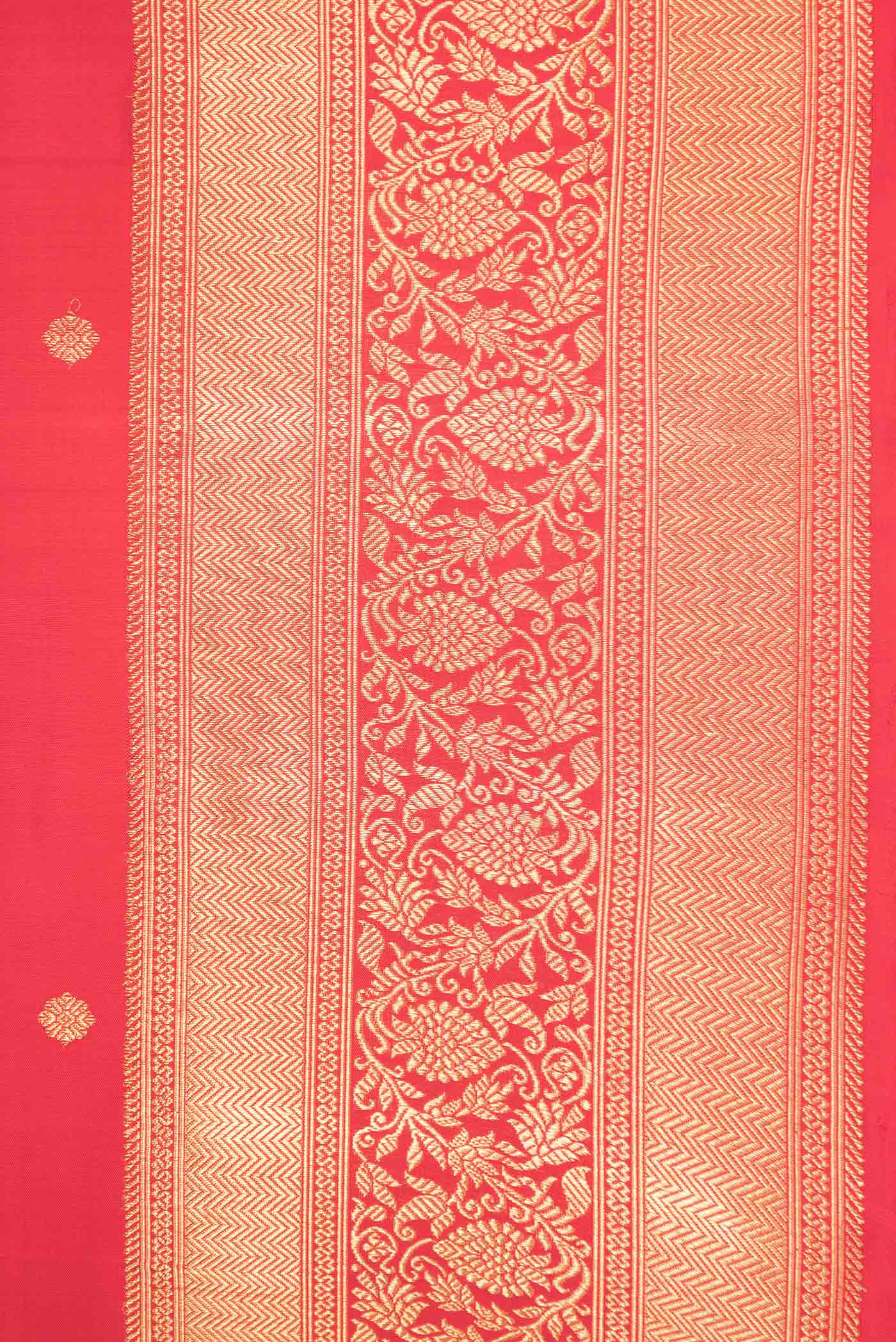 Pure Silk Pure Zari Red Dual Tone Kanjivaram Saree - Image 3