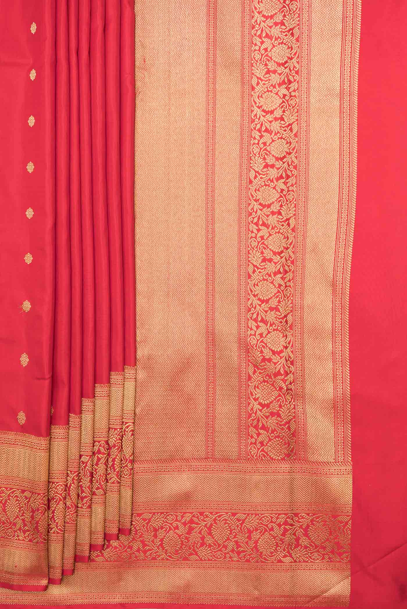 Pure Silk Pure Zari Red Dual Tone Kanjivaram Saree - Image 4