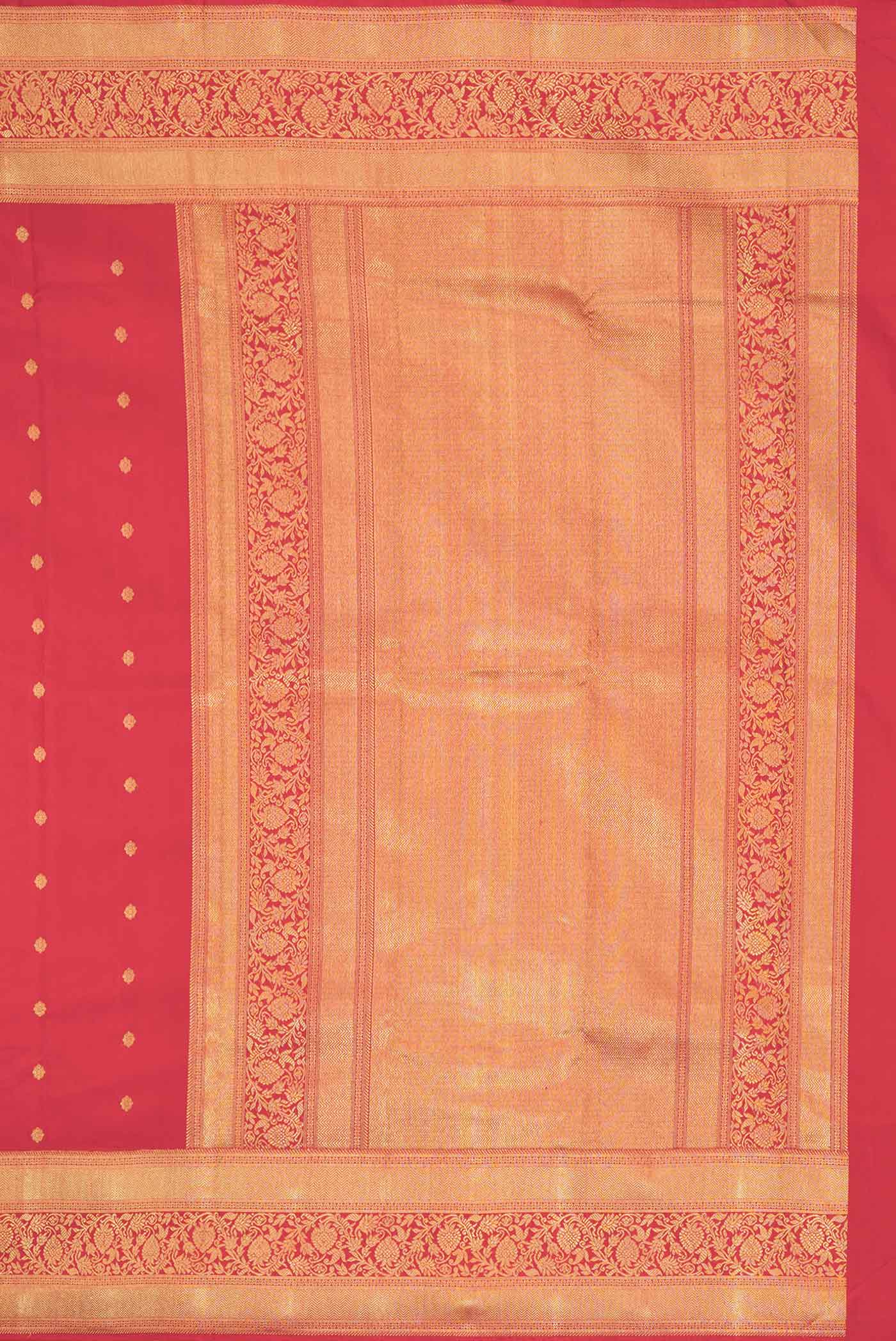 Pure Silk Pure Zari Red Dual Tone Kanjivaram Saree - Image 7