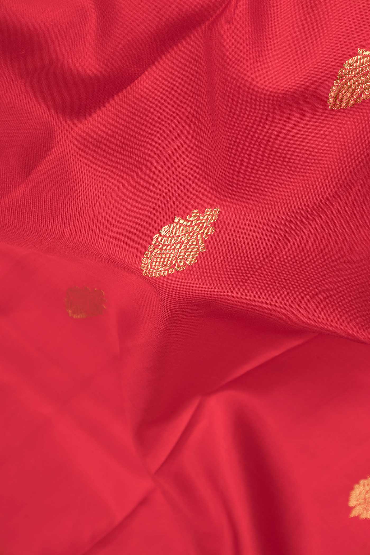 Pure Silk Pure Zari Red Dual Tone Kanjivaram Saree - Image 2