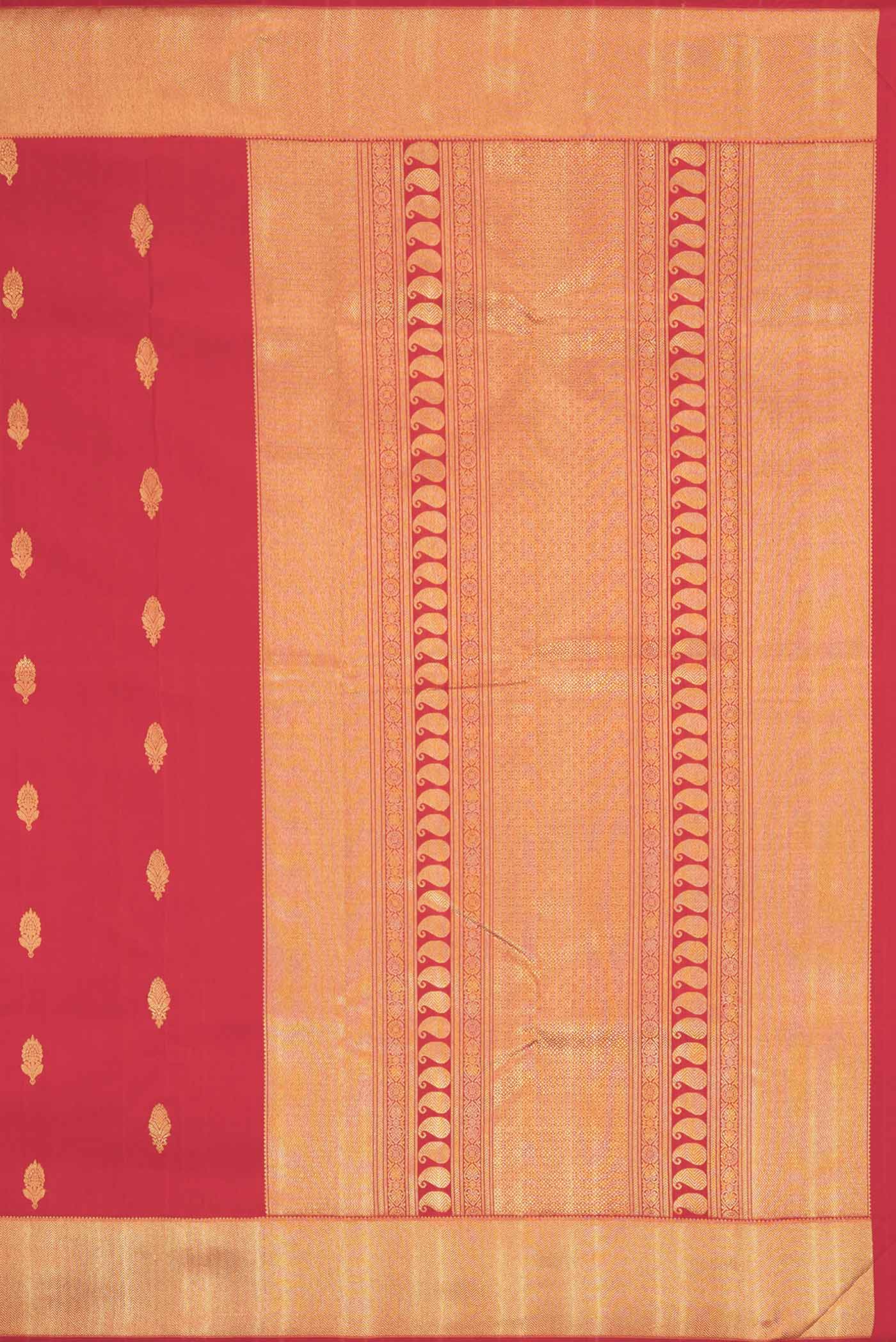 Pure Silk Pure Zari Red Dual Tone Kanjivaram Saree - Image 7
