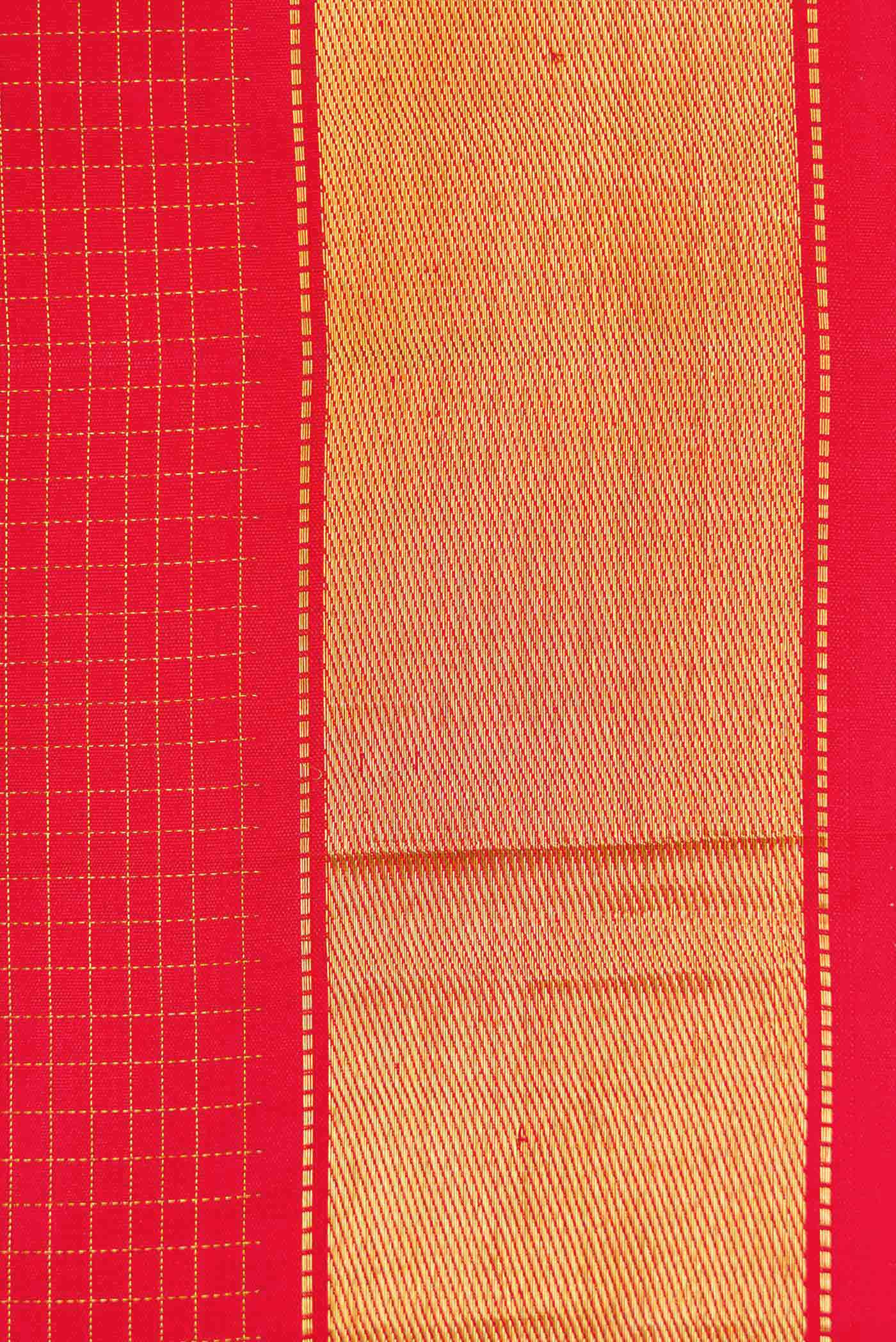 Pure Silk Pure Zari Red Dual Tone Kanchipuram Saree - Image 3