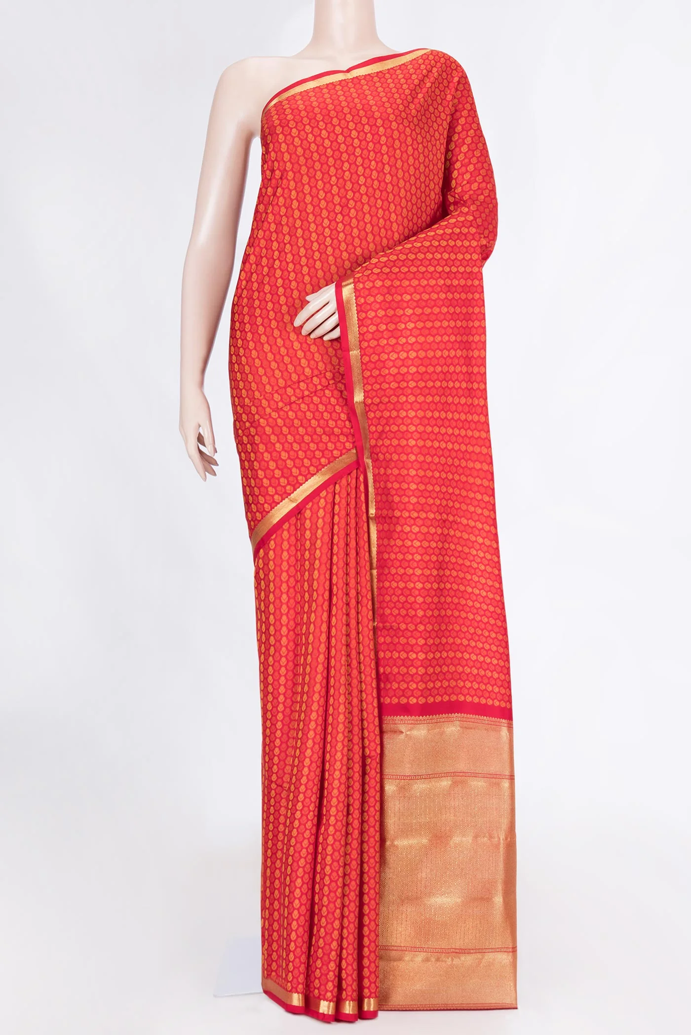 Pure Silk Pure Zari Red Dual Tone Kanchipuram Saree