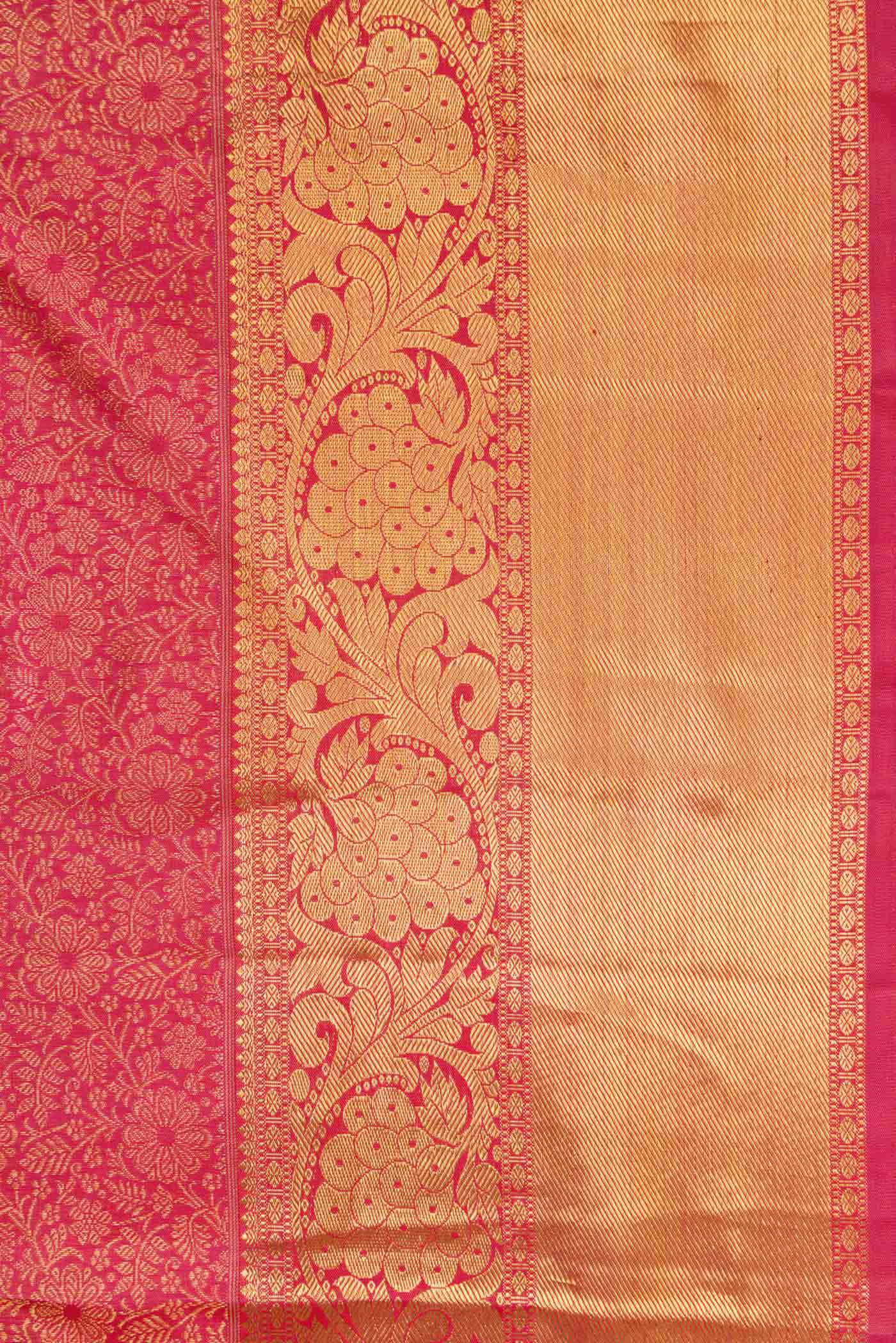 Pure Silk Pure Zari Pink Kanjivaram Saree - Image 3
