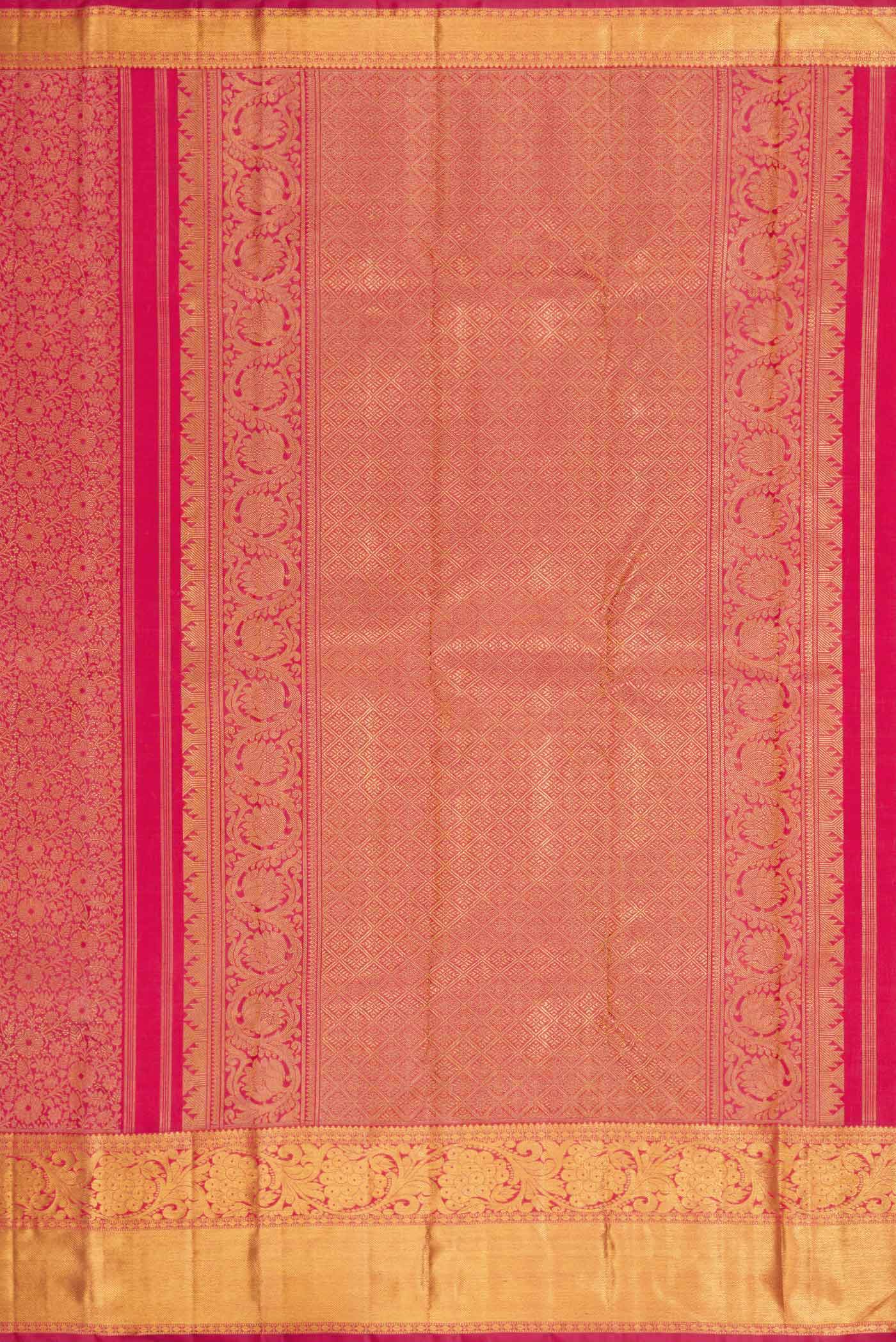 Pure Silk Pure Zari Pink Kanjivaram Saree - Image 7