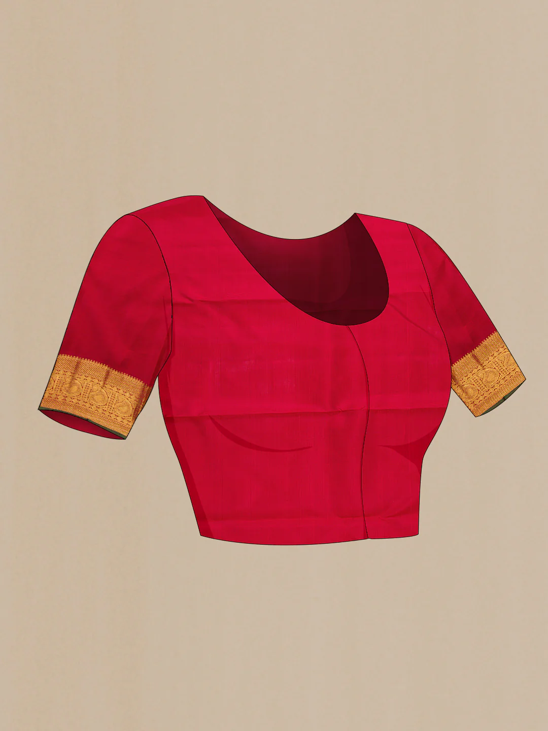 Pure Silk Pure Zari Red Dual Tone Kanjivaram Saree - Image 5