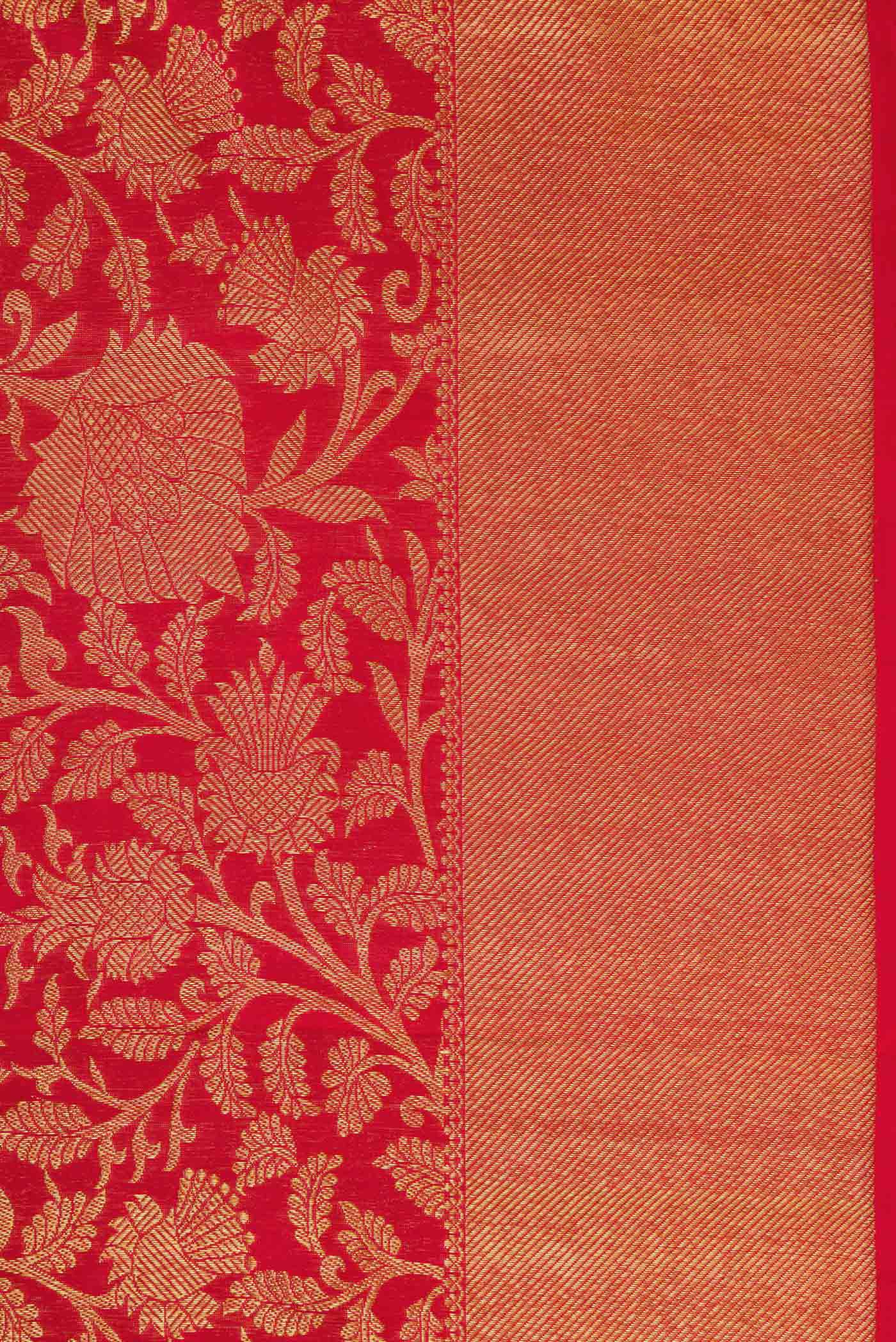 Pure Silk Pure Zari Red Dual Tone Kanjivaram Saree - Image 3