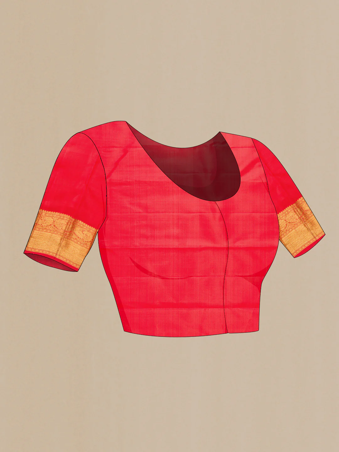 Pure Silk Pure Zari Red Dual Tone Kanjivaram Saree - Image 5