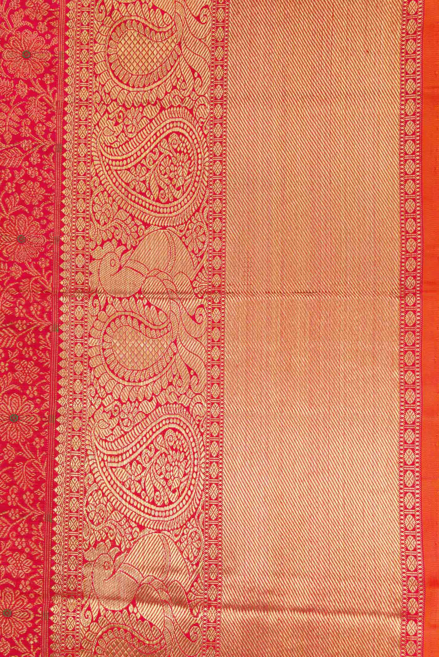 Pure Silk Pure Zari Red Dual Tone Kanjivaram Saree - Image 3