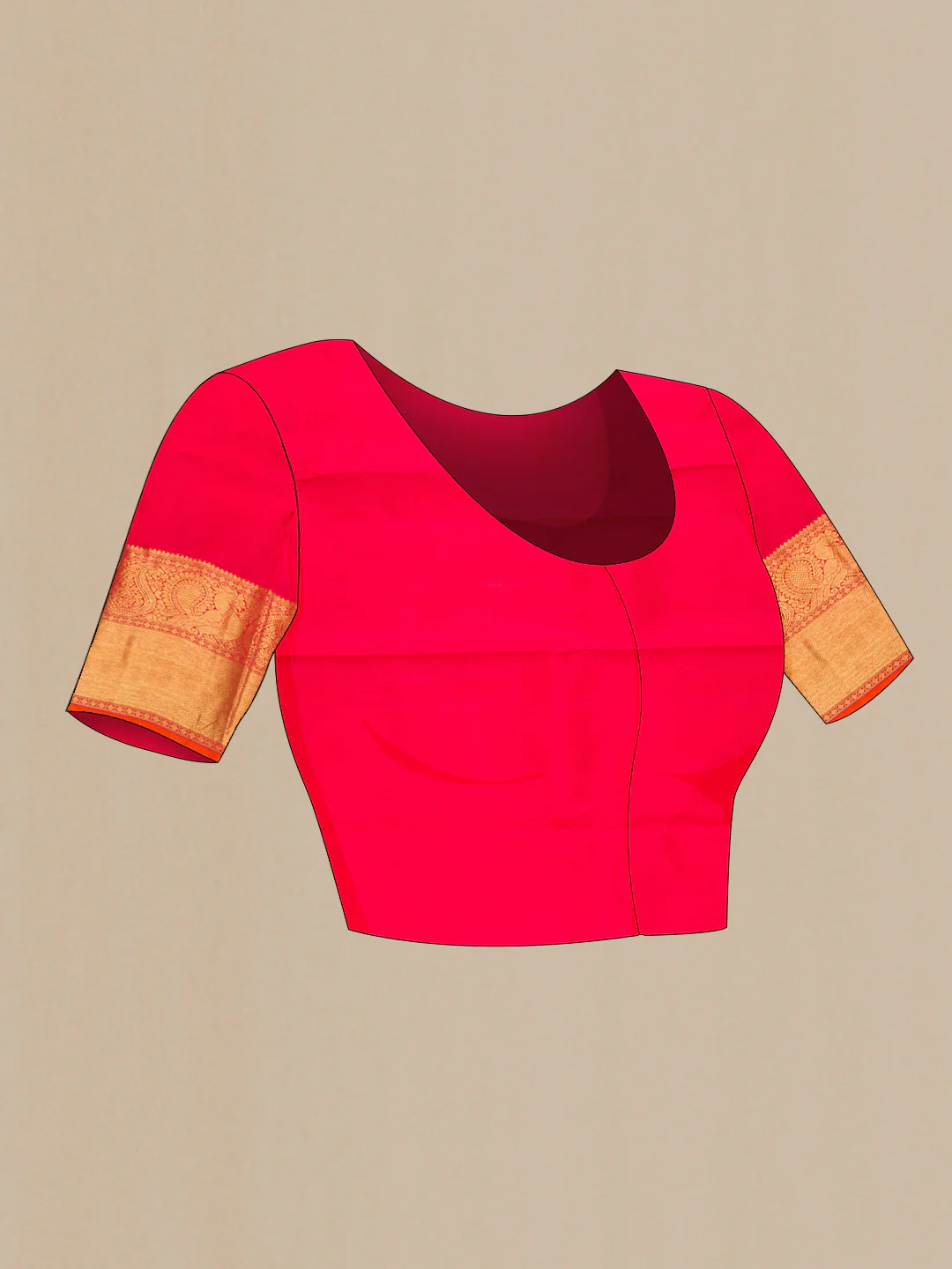 Pure Silk Pure Zari Red Dual Tone Kanjivaram Saree - Image 5