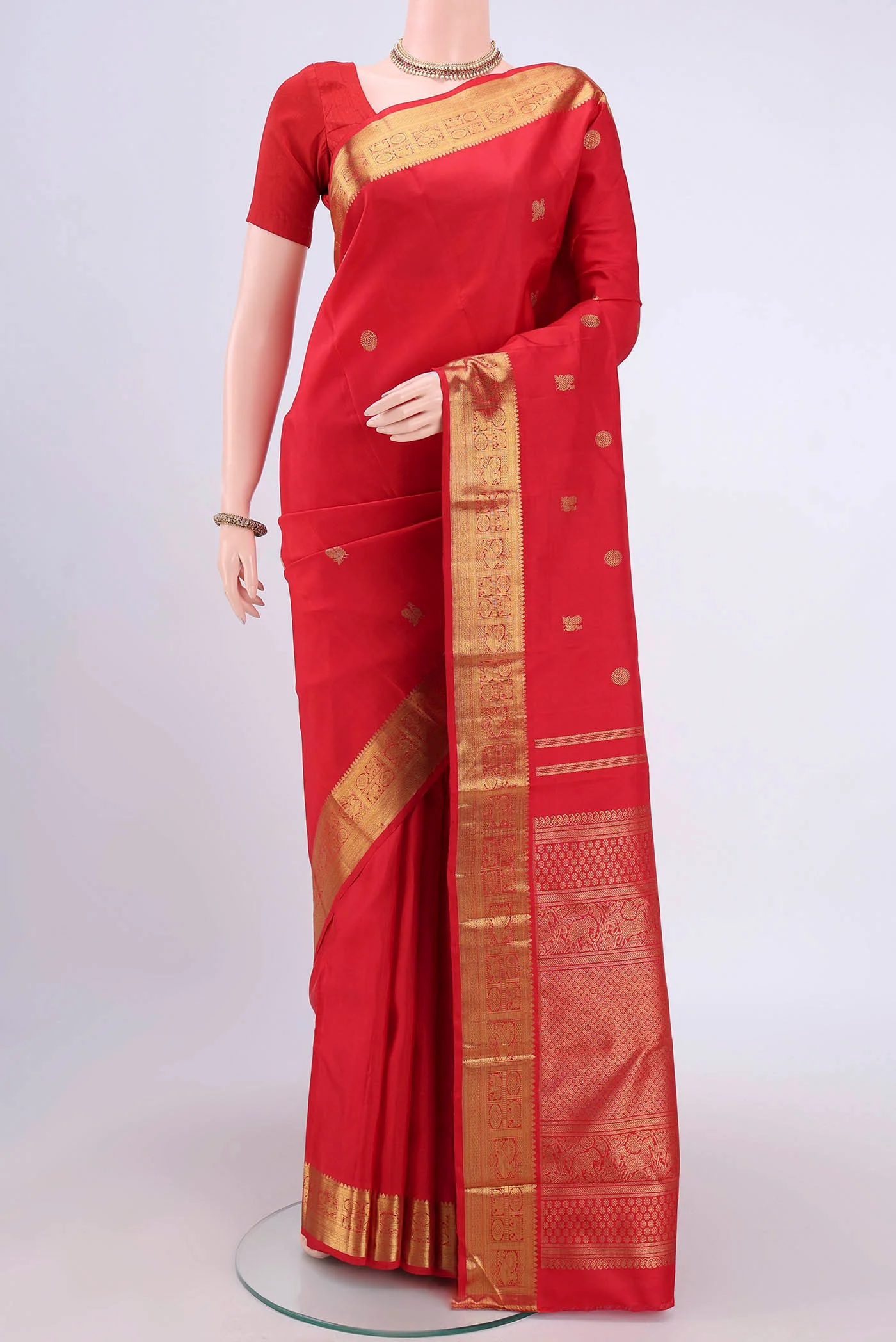 Pure Silk Pure Zari Red Kanchipuram Saree