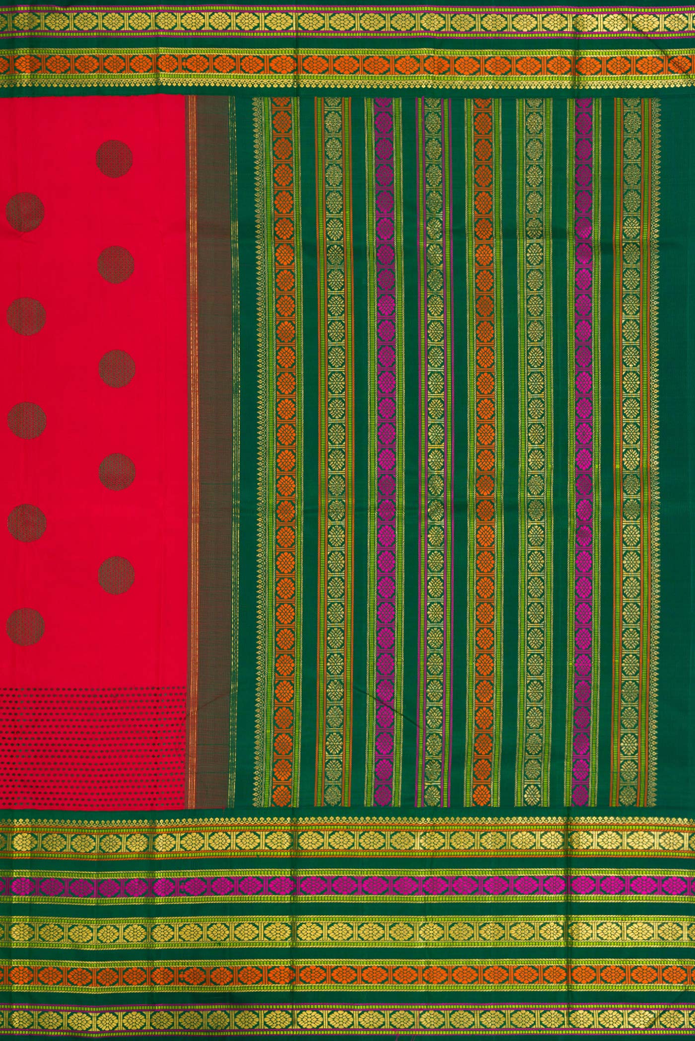 Pure Silk Pure Zari Red Kanchipuram Saree - Image 7