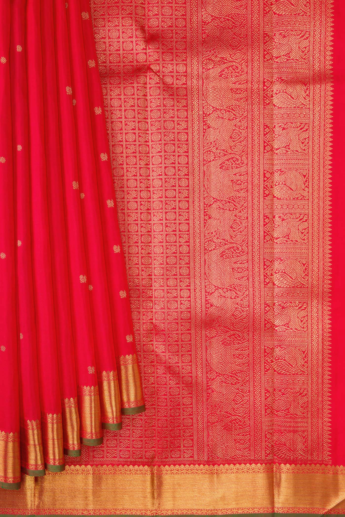 Pure Silk Pure Zari Red Kanchipuram Saree - Image 4