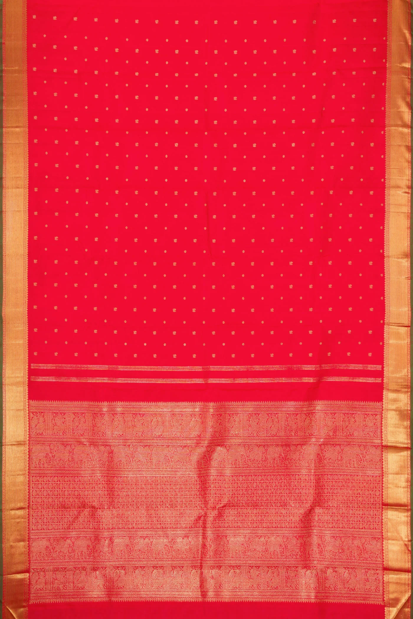 Pure Silk Pure Zari Red Kanchipuram Saree - Image 6