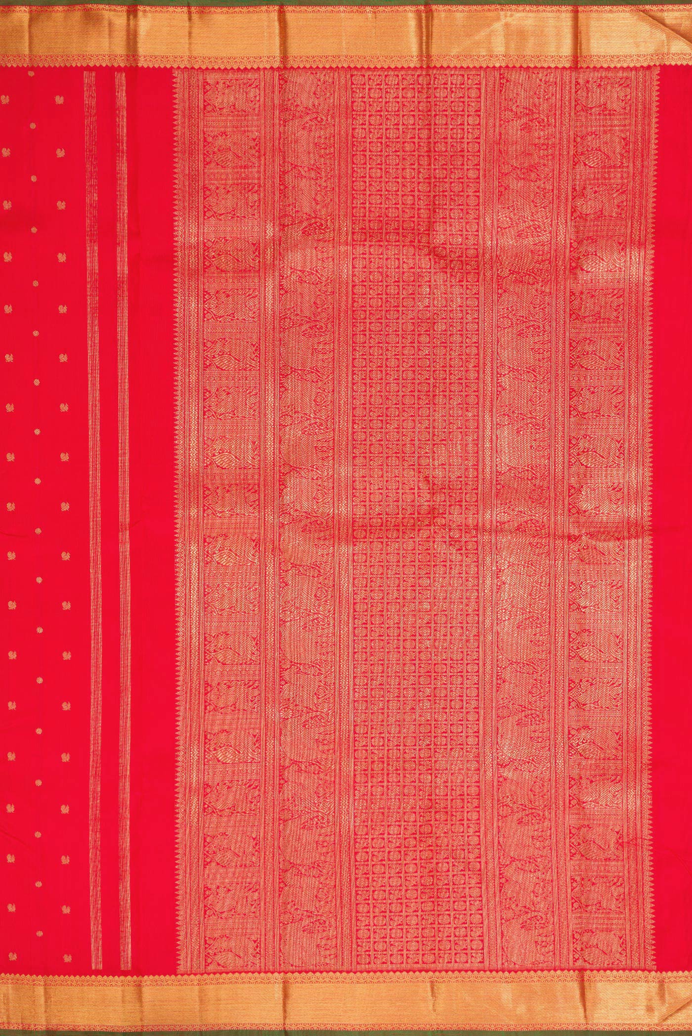 Pure Silk Pure Zari Red Kanchipuram Saree - Image 7